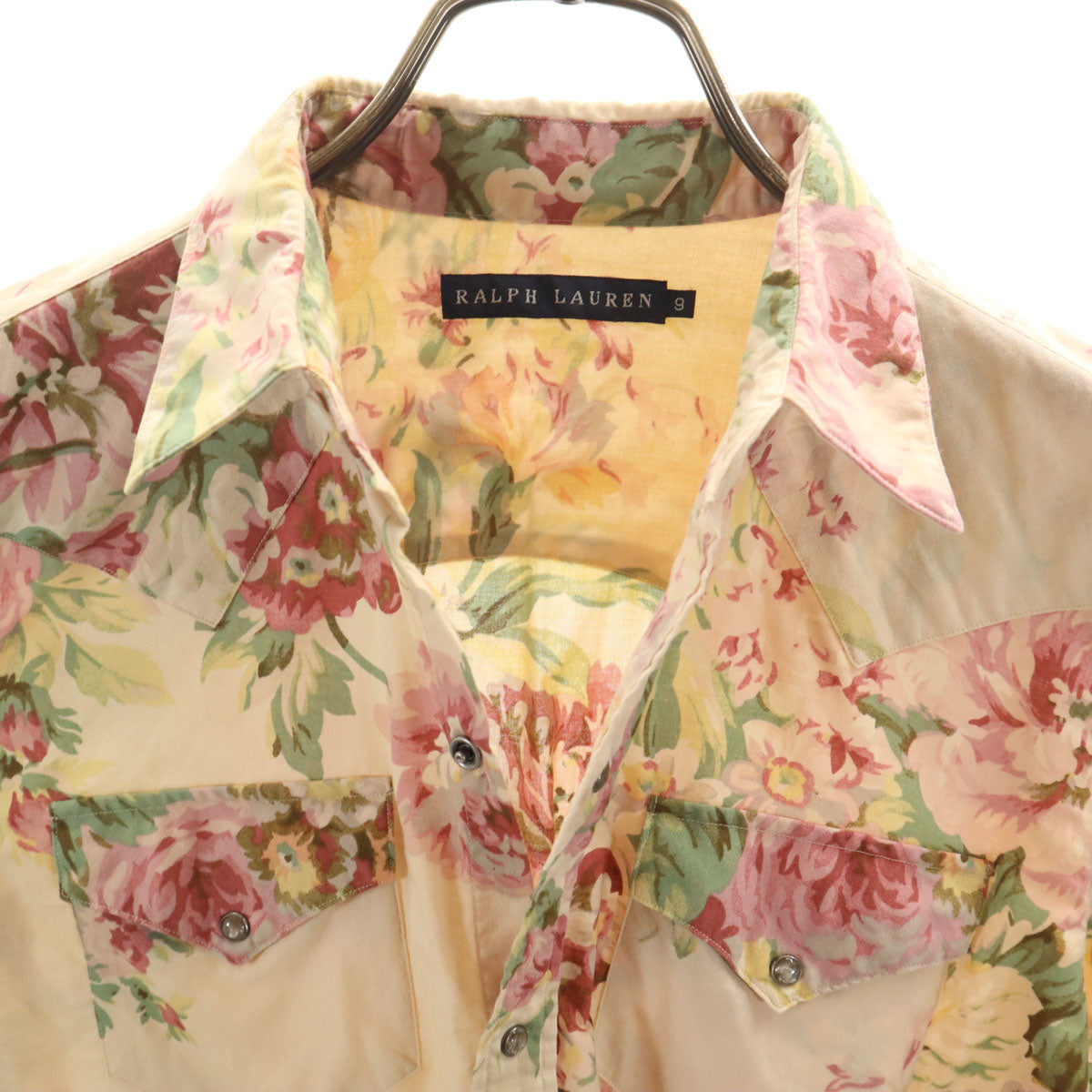 RALPH LAUREN ラルフローレン 花柄 長袖 ウエスタンシャツ 9 ベージュ レディース