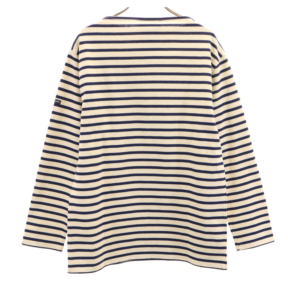 未使用 SAINT JAMES セントジェームス フランス製 ボーダー柄 長袖 ボートネック バスクシャツ M ベージュ メンズ