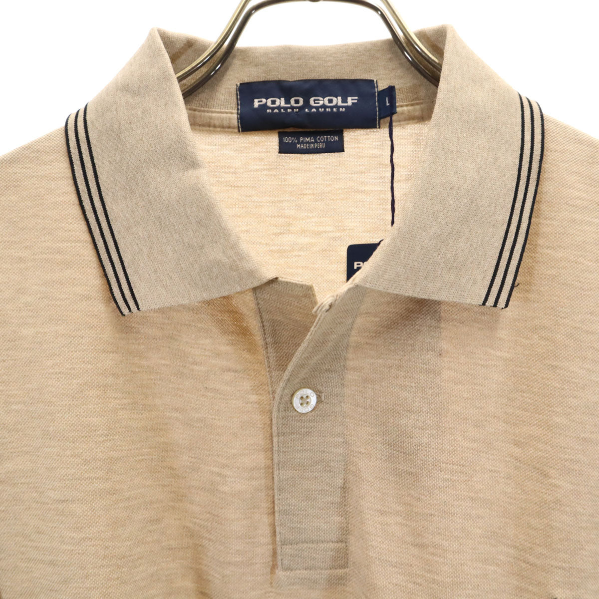 未使用 POLO GOLF RALPH LAUREN ポロゴルフラルフローレン 長袖 ポロシャツ L ベージュ メンズ