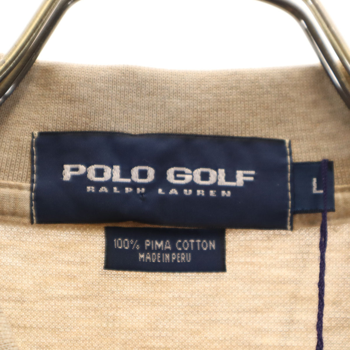 未使用 POLO GOLF RALPH LAUREN ポロゴルフラルフローレン 長袖 ポロシャツ L ベージュ メンズ