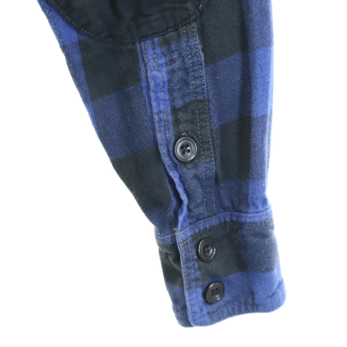 MOMOTARO JEANS 桃太郎ジーンズ 日本製 チェック柄 長袖 コットン ネルシャツ 42 ブルー メンズ