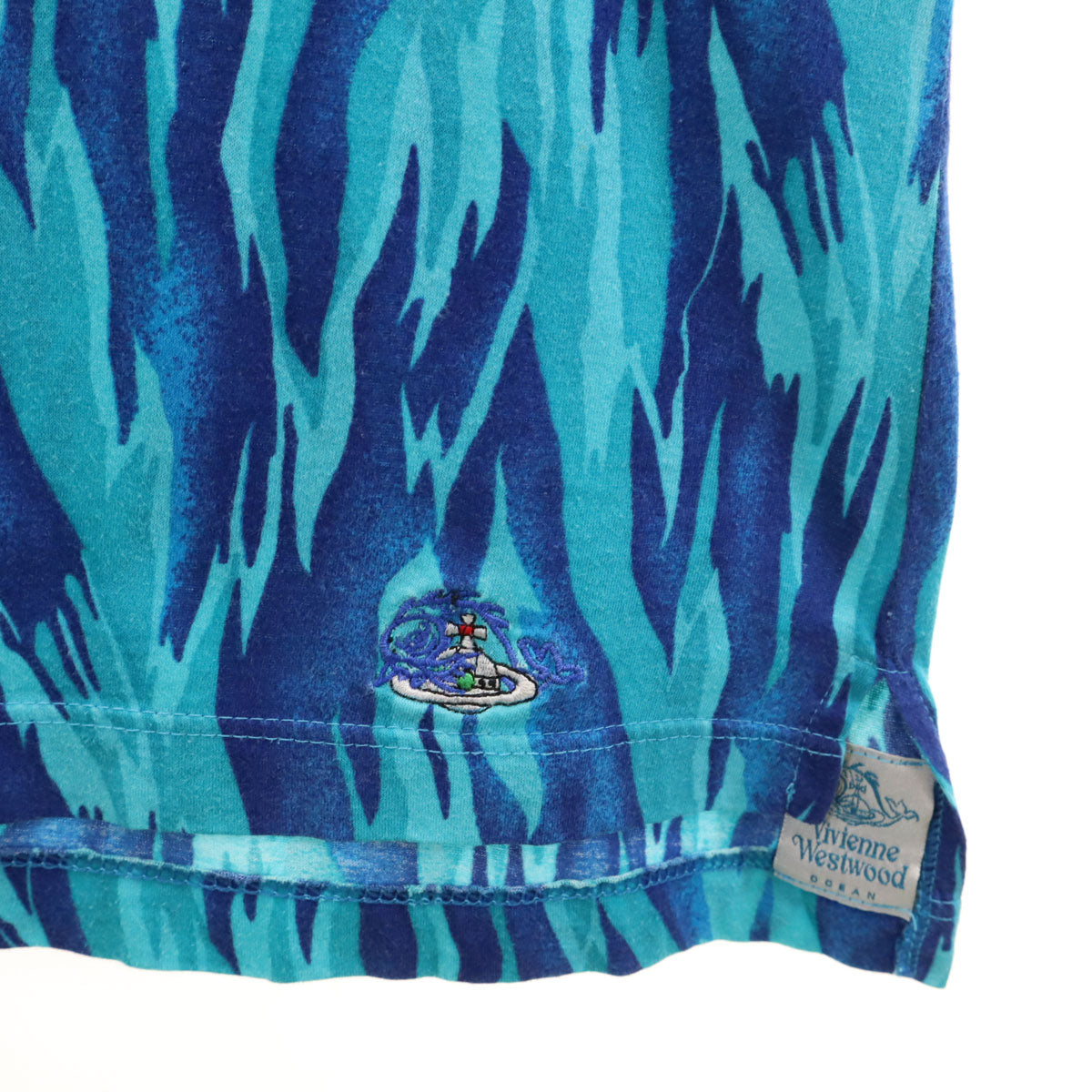 Vivienne Westwood OCEAN ヴィヴィアンンウエストウッド オーシャン イタリア製 総柄 半袖 Tシャツ 50 ブルー レディース