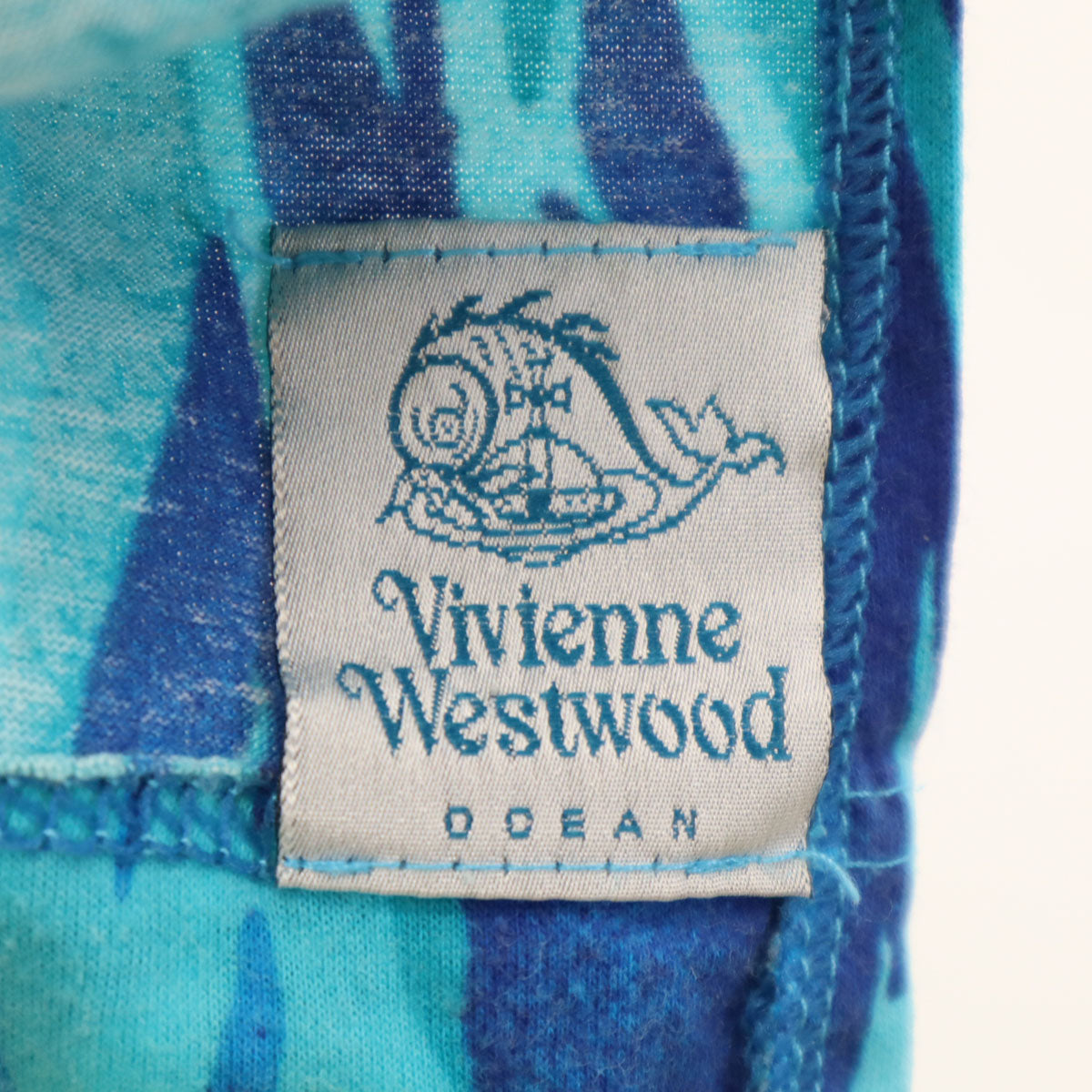Vivienne Westwood OCEAN ヴィヴィアンンウエストウッド オーシャン イタリア製 総柄 半袖 Tシャツ 50 ブルー レディース