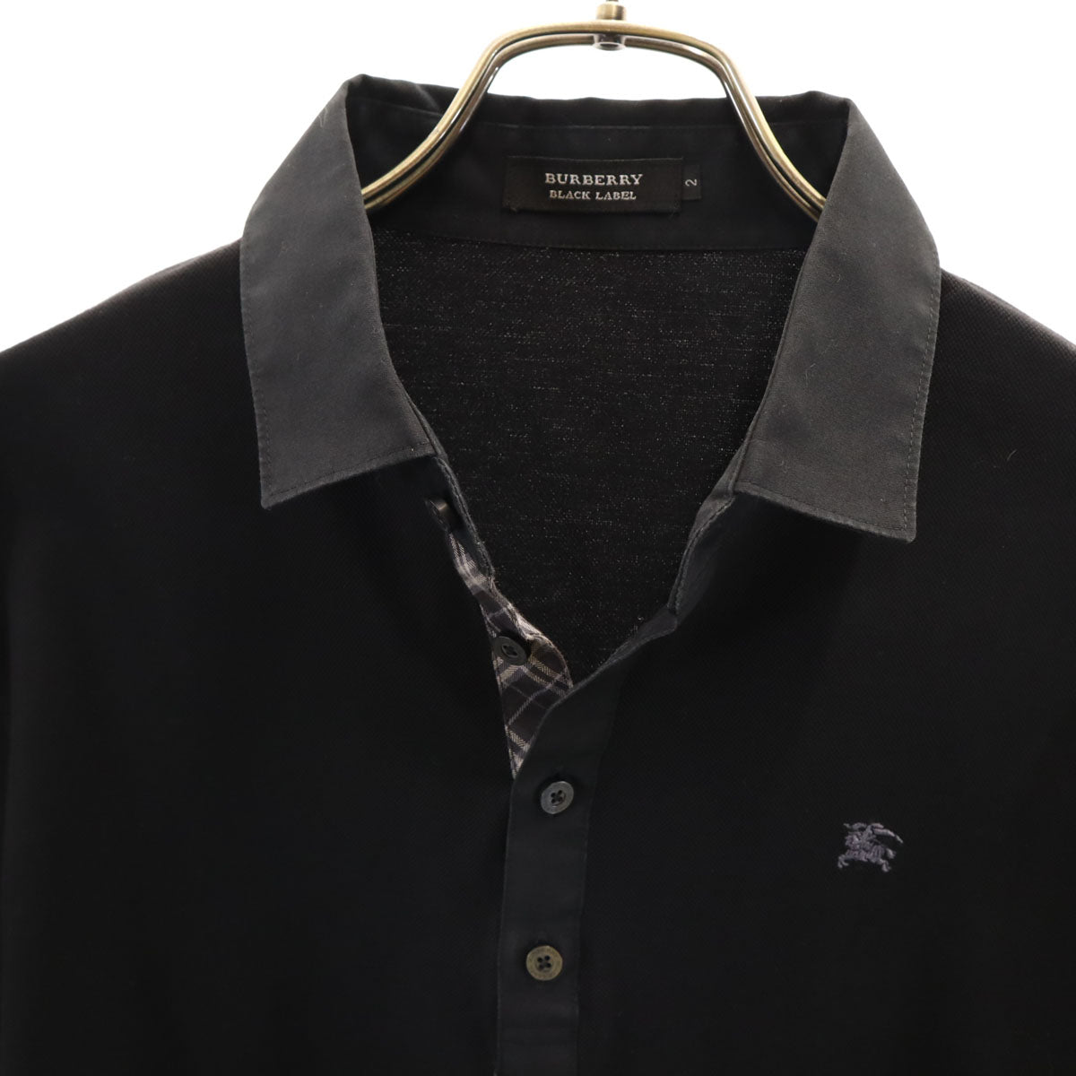 BURBERRY BLACK LABEL バーバリーブラックレーベル 日本製 半袖 ポロシャツ 2 ブラック 三陽商会 メンズ
