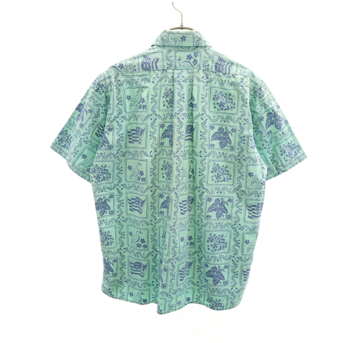 reyn spooner レインスプーナー 90s オールド 水着タグ 総柄 半袖 リバースプリント アロハシャツ S エメラルドグリーン メンズ