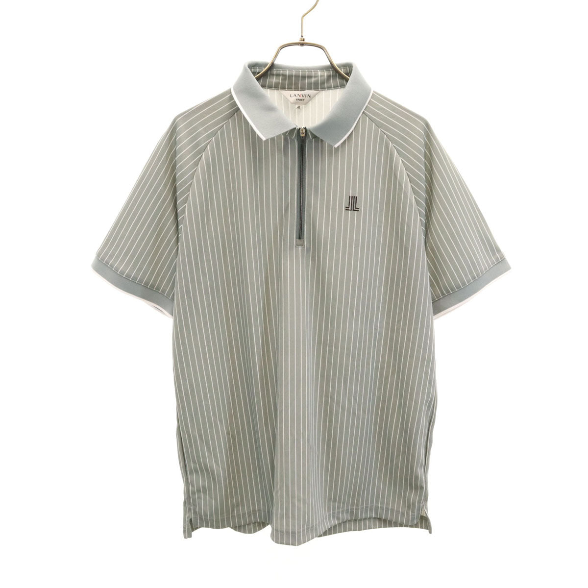 LANVIN SPORT ランバンスポール ストライプ柄 ゴルフ 半袖 ポロシャツ 40 グレー メンズ