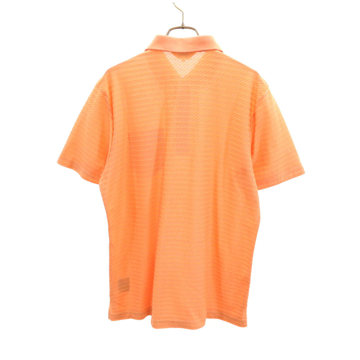 LANVIN SPORT ランバンスポール ボーダー柄 ゴルフ 半袖 ポロシャツ 40 オレンジ系 メンズ