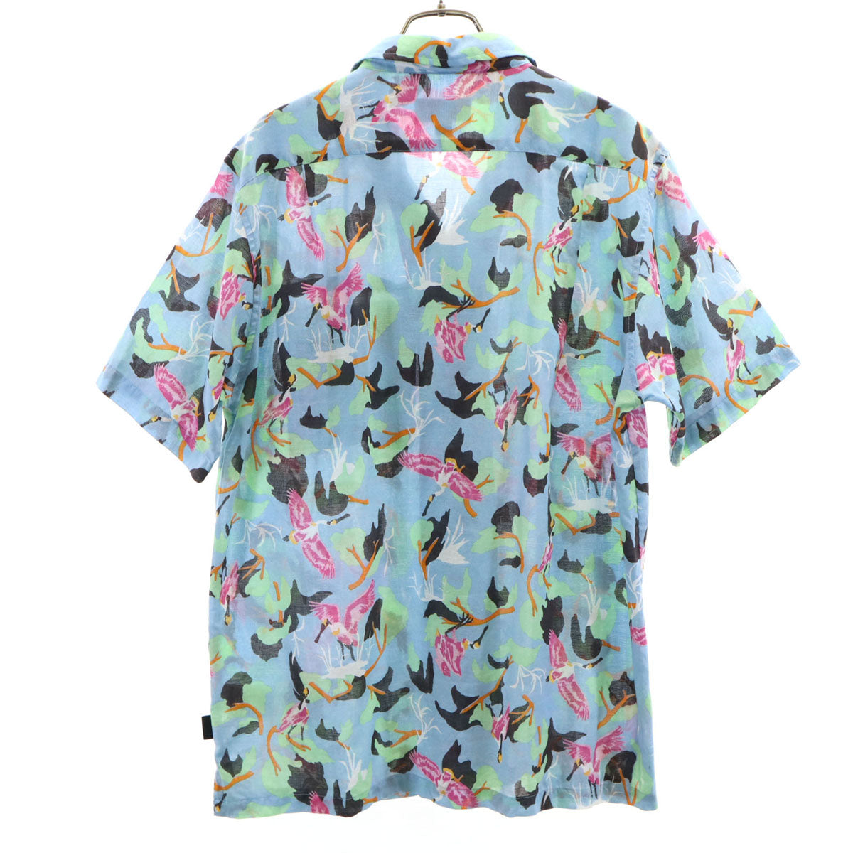 美品 patagonia パタゴニア 総柄 半袖 AC オープンカラーシャツ M 水色 53665SP20 アウトドア メンズ