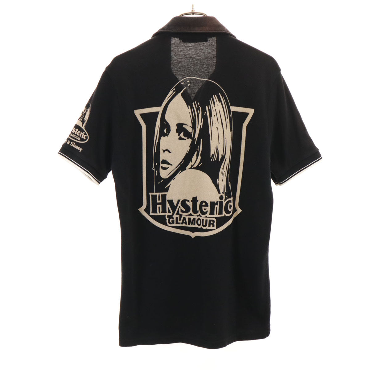 HYSTERIC GLAMOUR ヒステリックグラマー 日本製 バックプリント 半袖 ポロシャツ M ブラック メンズ