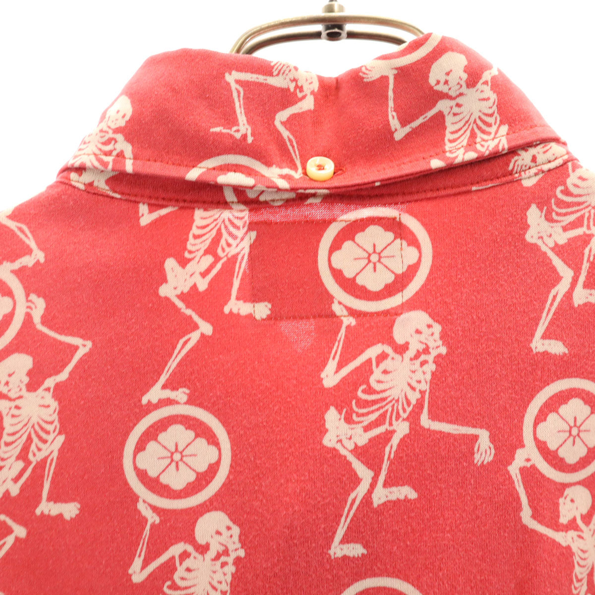 EVISU エヴィス 日本製 スカル柄 半袖 ボタンダウン ポロシャツ 2 レッド メンズ