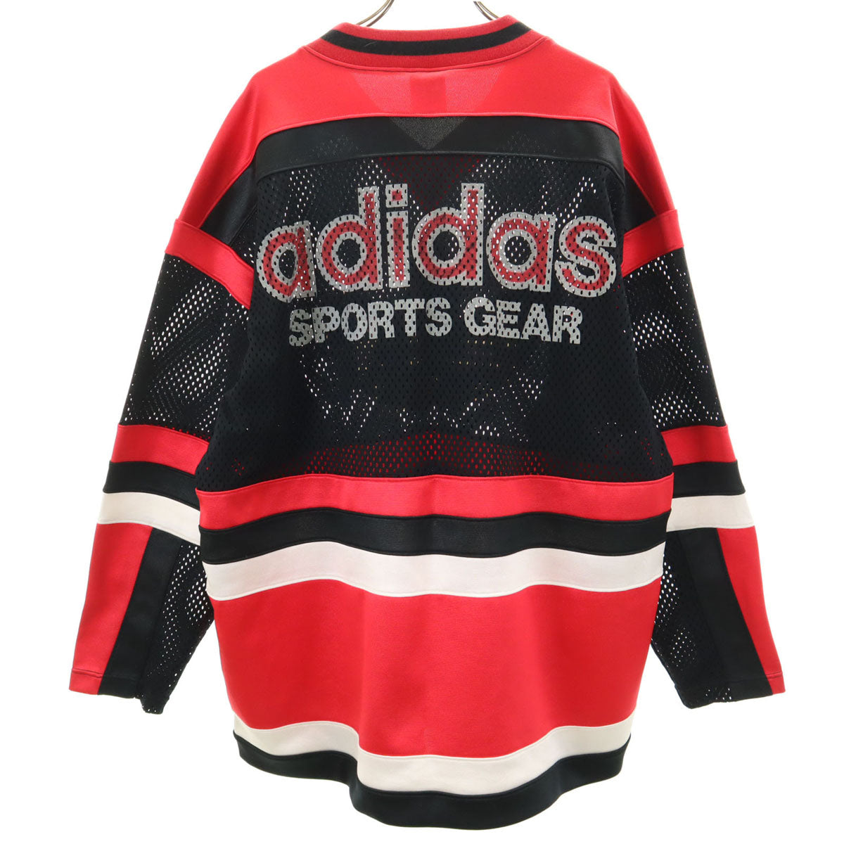 adidas アディダス 80s 日本製 デサント製 ヴィンテージ トレフォイルロゴ 長袖 メッシュ ピステ L-O ブラック デサント メンズ