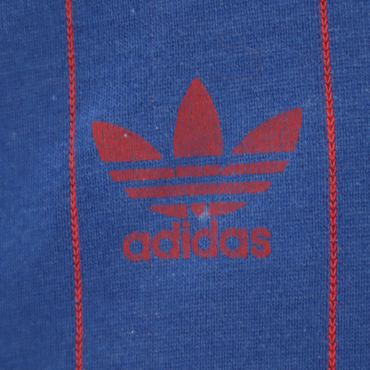 adidas アディダス 70s 80s デサント製 ヴィンテージ トレフォイルロゴ ストライプ柄 長袖 Tシャツ L ブルー デサント ロンT トップス メンズ