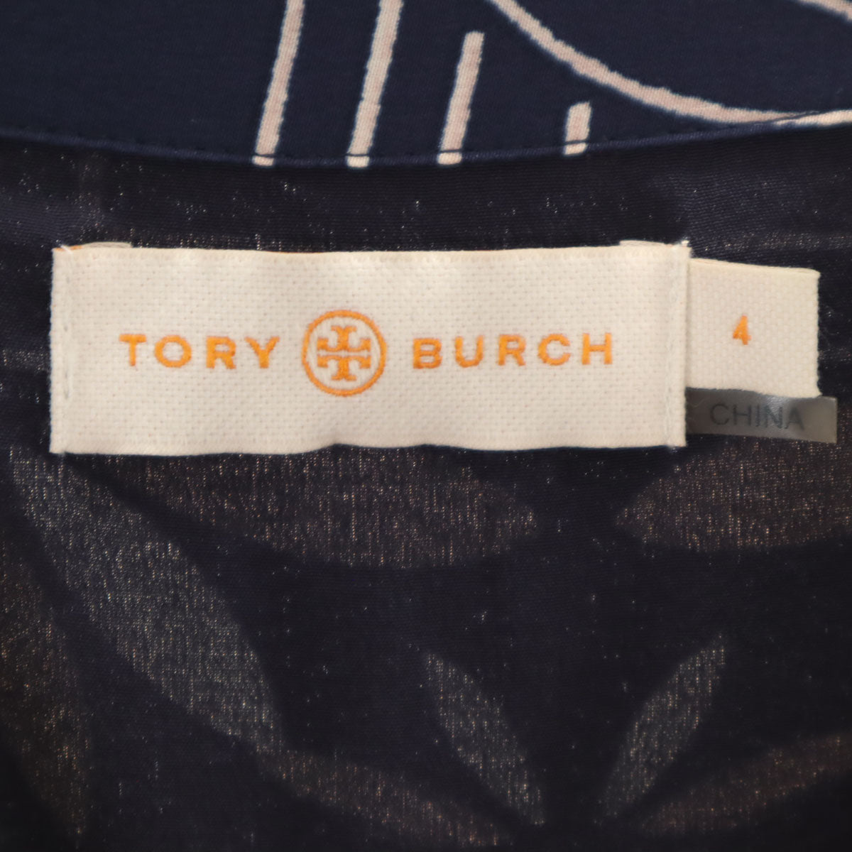Tory Burch トリーバーチ 花柄 フレンチスリーブ シャツ 4 ネイビー レディース