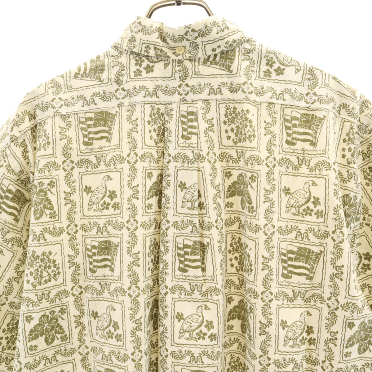 reyn spooner レインスプーナー 90s オールド 総柄 半袖 ボタンダウン アロハシャツ L カーキ メンズ