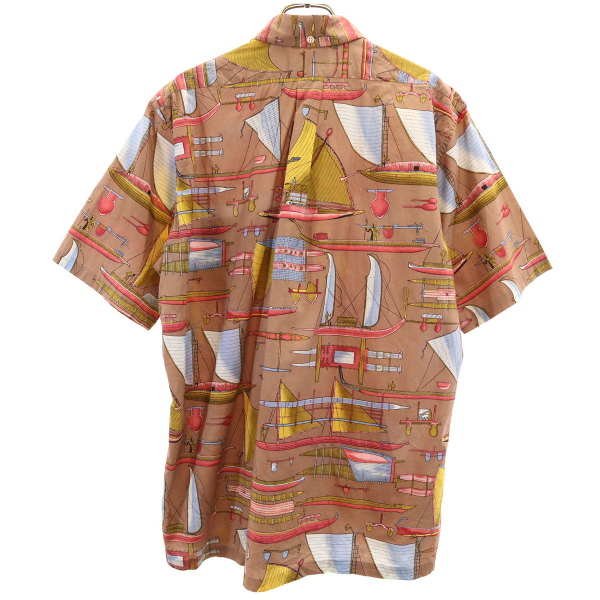 reyn spooner レインスプーナー 90s オールド 総柄 半袖 ハーフボタン ボタンダウン シャツ M ブラウン系 メンズ