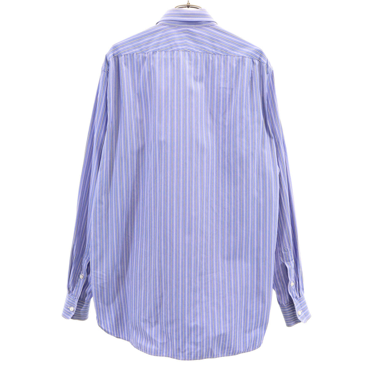 RALPH LAUREN ラルフローレン イタリア製 パープルレーベル ストライプ柄 長袖 コットンシャツ 15 1/2 青紫 メンズ