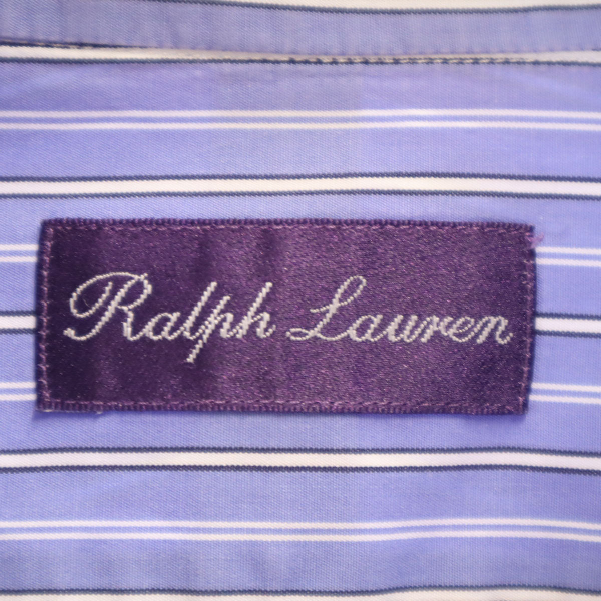 RALPH LAUREN ラルフローレン イタリア製 パープルレーベル ストライプ柄 長袖 コットンシャツ 15 1/2 青紫 メンズ