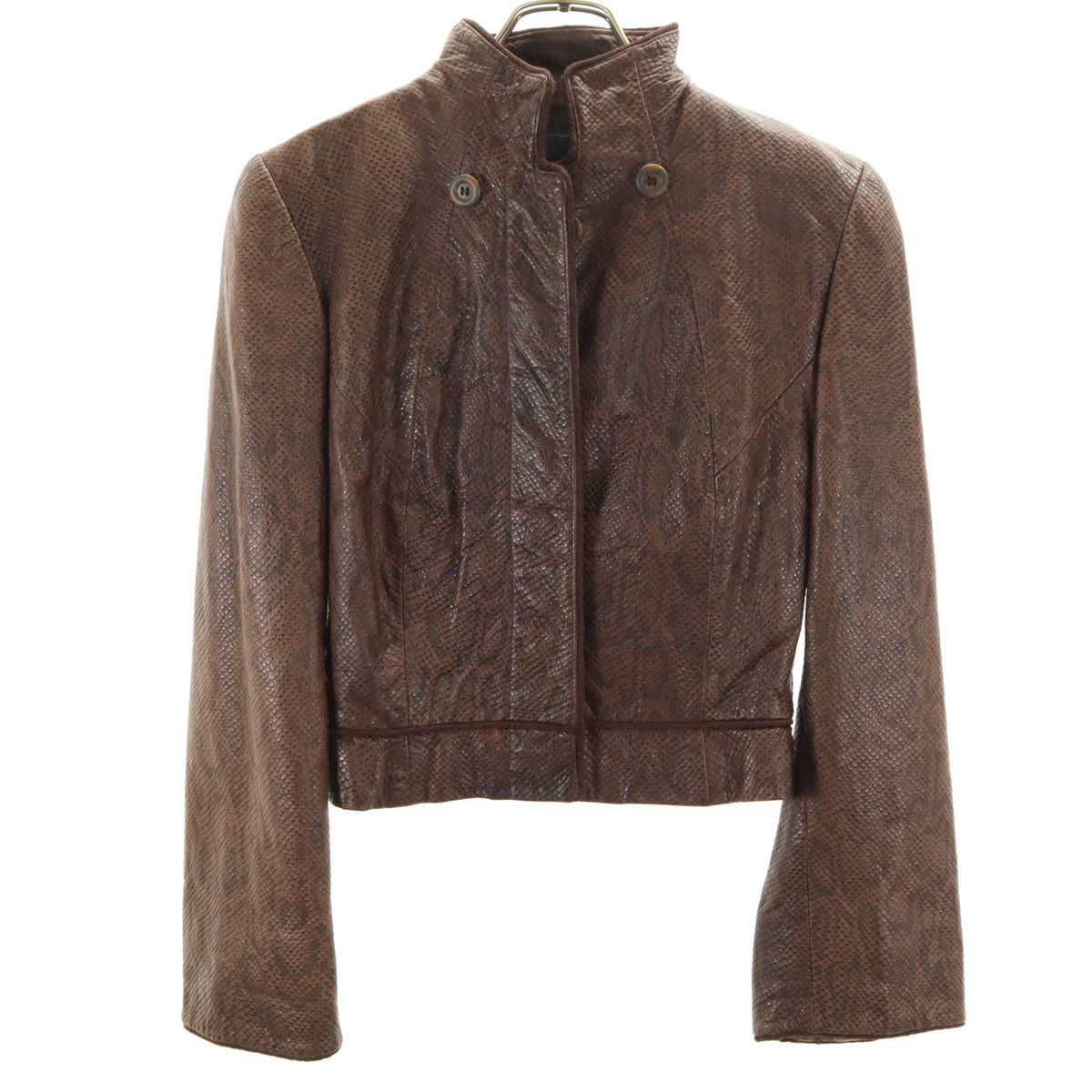 GIORGIO ARMANI ジョルジオアルマーニ パイソン柄 本革 レザージャケット 38 ブラウン レディース