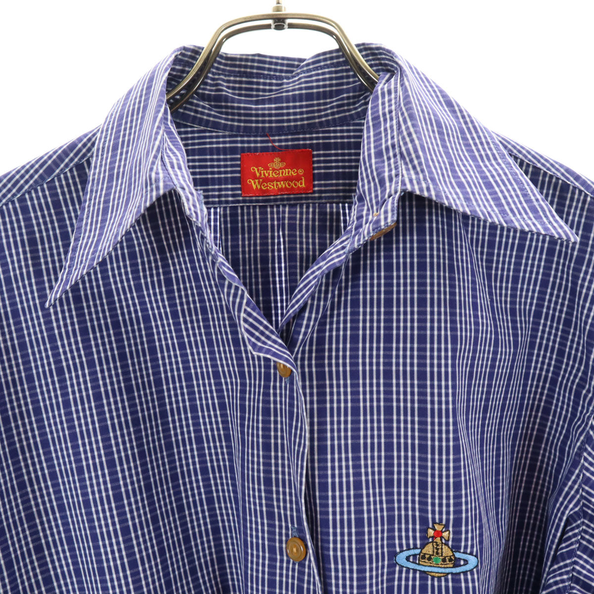 Vivienne Westwood ヴィヴィアンウエストウッド イタリア製 オールド チェック柄 長袖 シャツ 1 ネイビー レディース