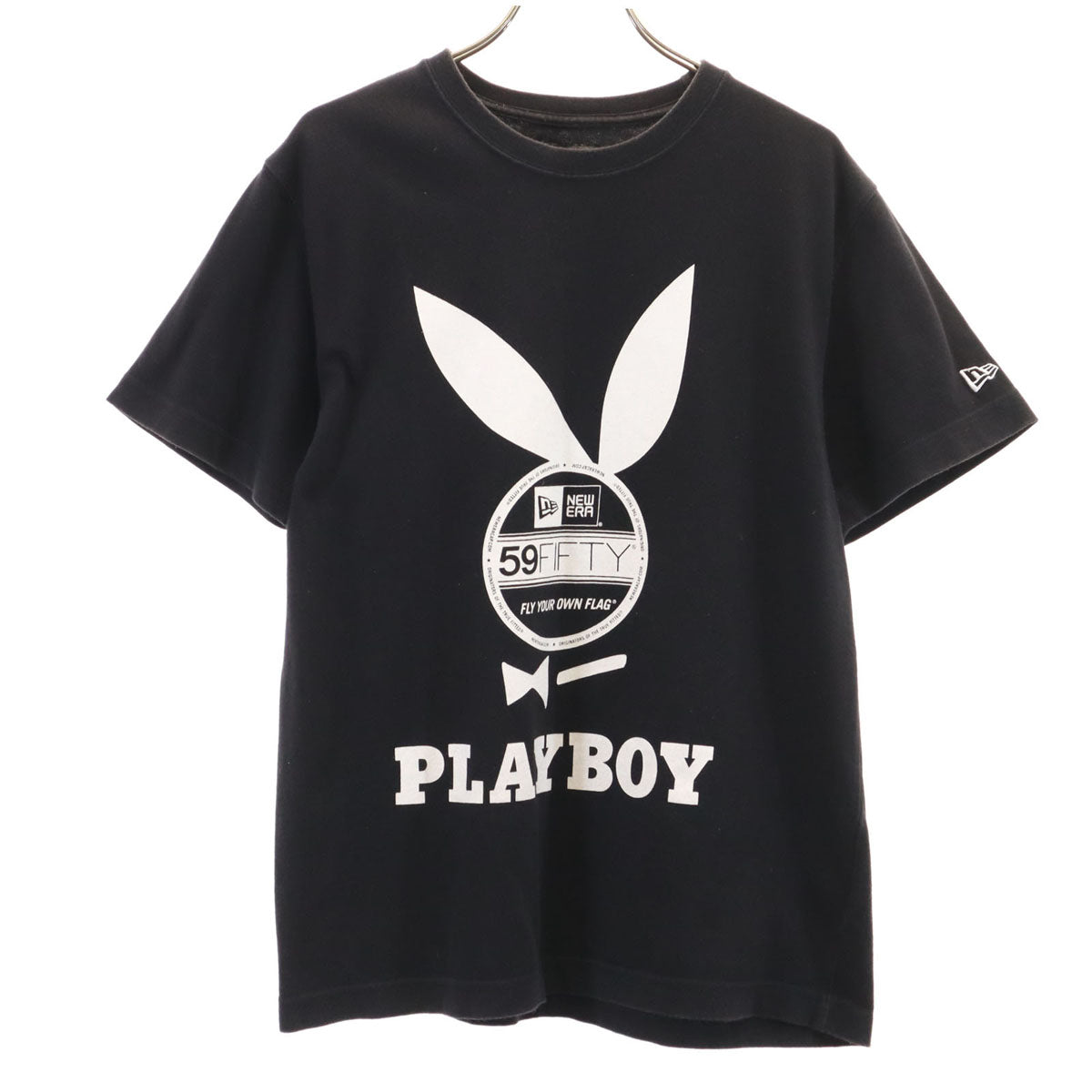 NEW ERA ニューエラ PLAYBOY プレイボーイ コラボ 半袖 Tシャツ S ブラック メンズ