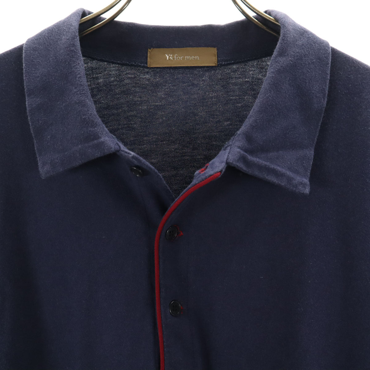Y’s for men ワイズフォーメン 長袖 天竺ジャージー生地 ポロシャツ ネイビー メンズ