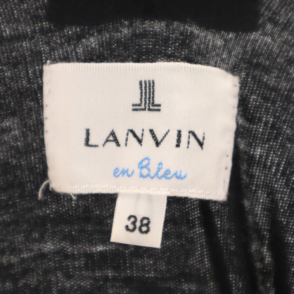 LANVIN en Bleu ランバンオンブルー 日本製 フレンチスリーブ フリル ワンピース 38 ブラック レディース