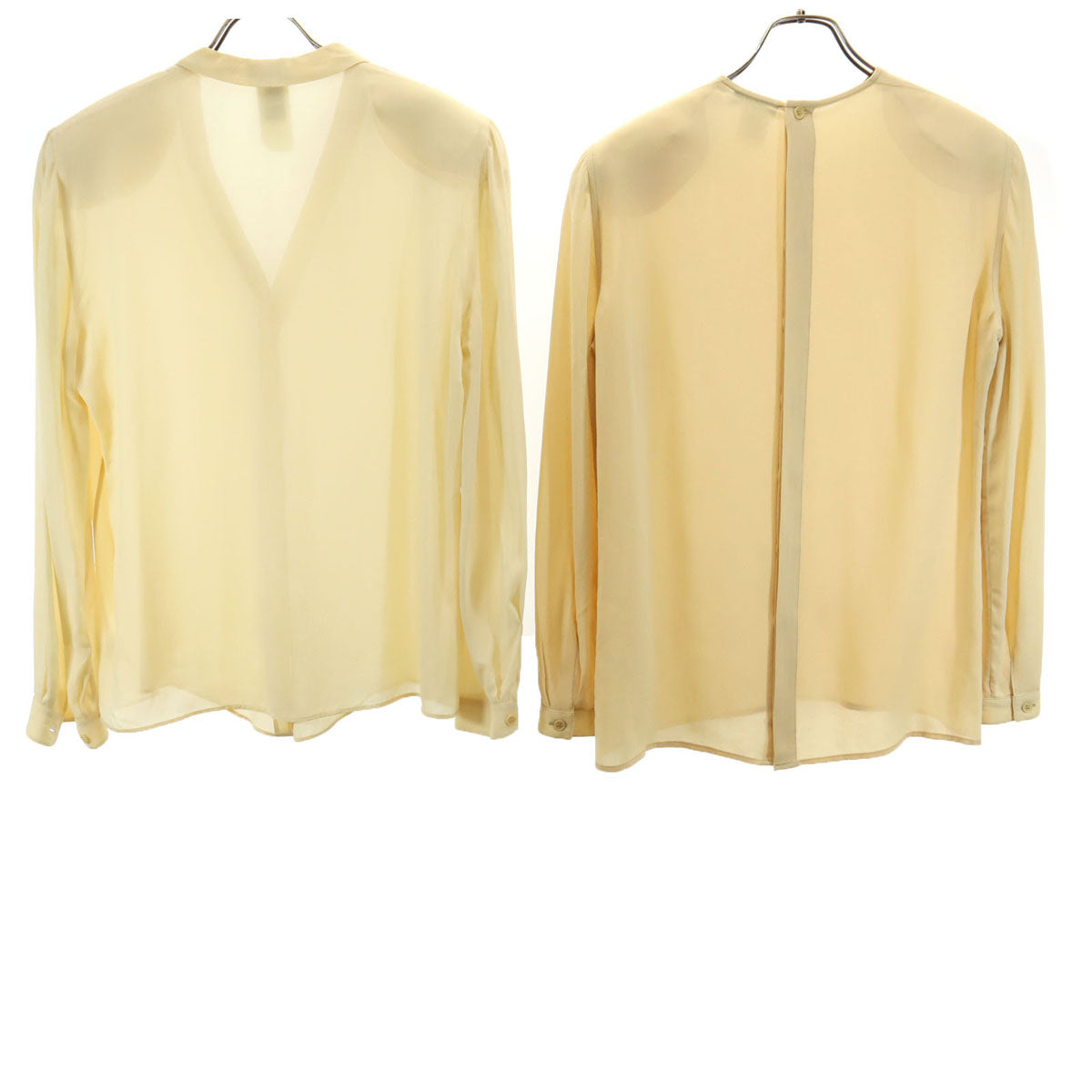 GIORGIO ARMANI ジョルジオアルマーニ 80s 90s イタリア製 シルク100% オールド 長袖 2点セット ブラウス 38/40 イエロー系 レディース