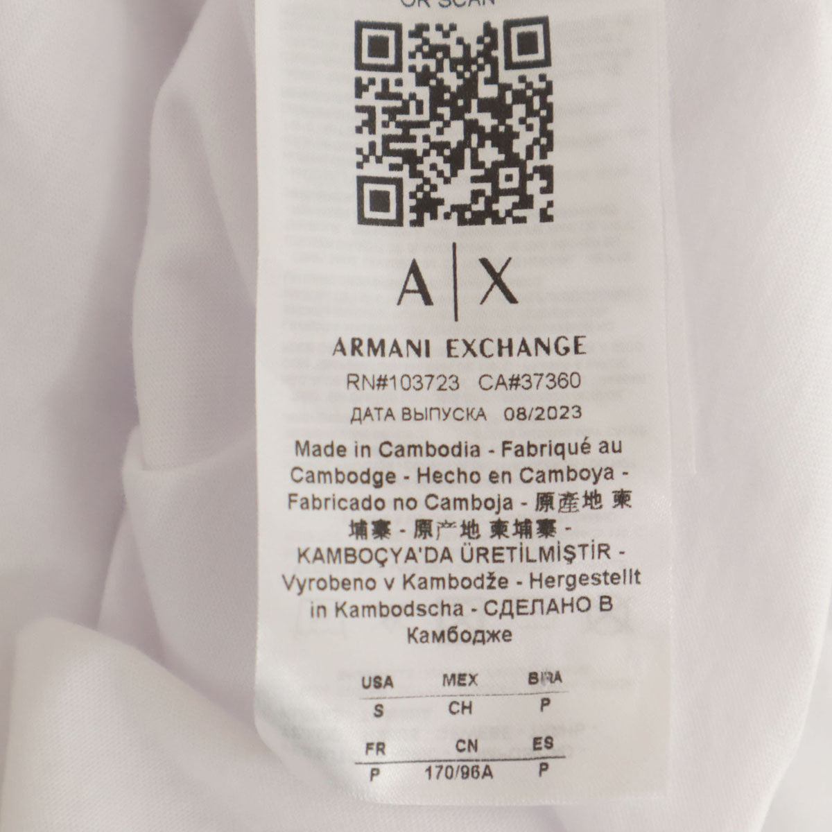 ARMANI EXCHANGE アルマーニエクスチェンジ フォトプリント 半袖 Tシャツ S ホワイト メンズ