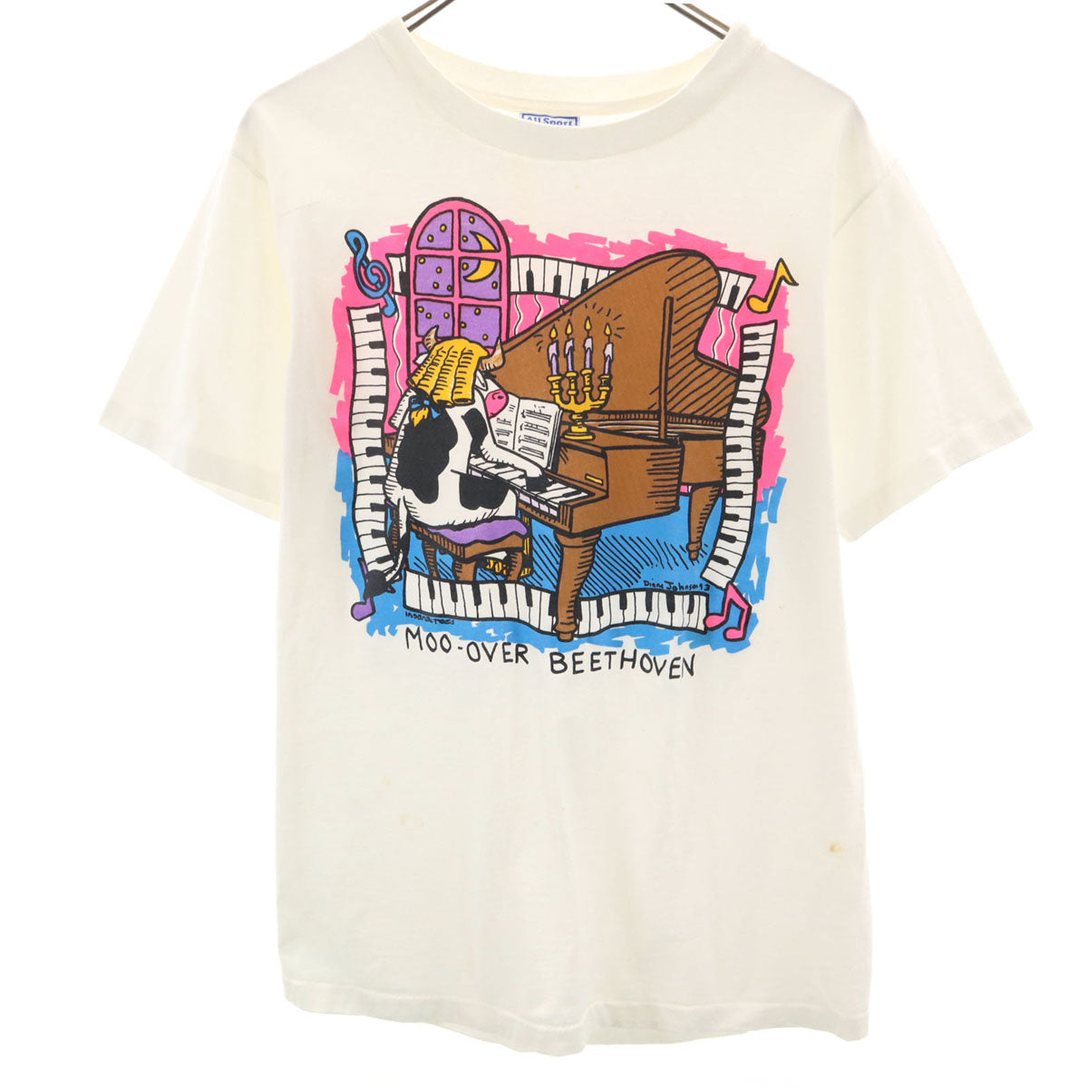 ALL SPORTS オールスポーツ 90s USA製 オールド 牛 半袖 Tシャツ M ホワイト シングルステッチ アニマル メンズ