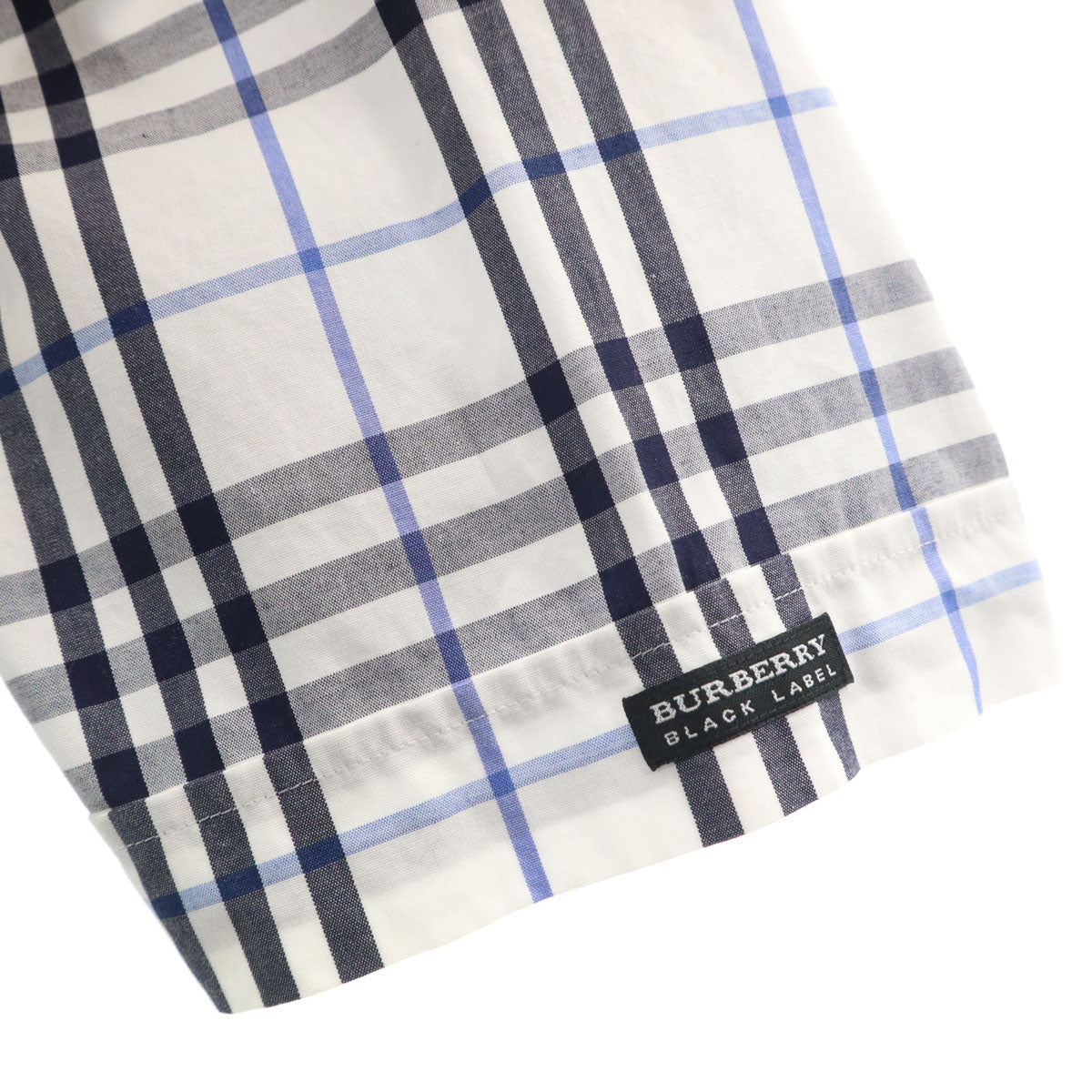 BURBERRY BLACK LABEL バーバリーブラックレーベル 日本製 チェック柄 半袖 ボタンダウンシャツ 2 ホワイト 三陽商会 メンズ
