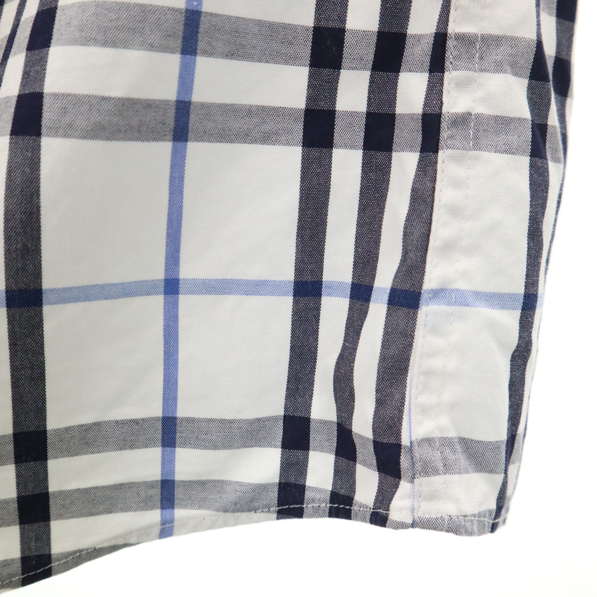 BURBERRY BLACK LABEL バーバリーブラックレーベル 日本製 チェック柄 半袖 ボタンダウンシャツ 2 ホワイト 三陽商会 メンズ