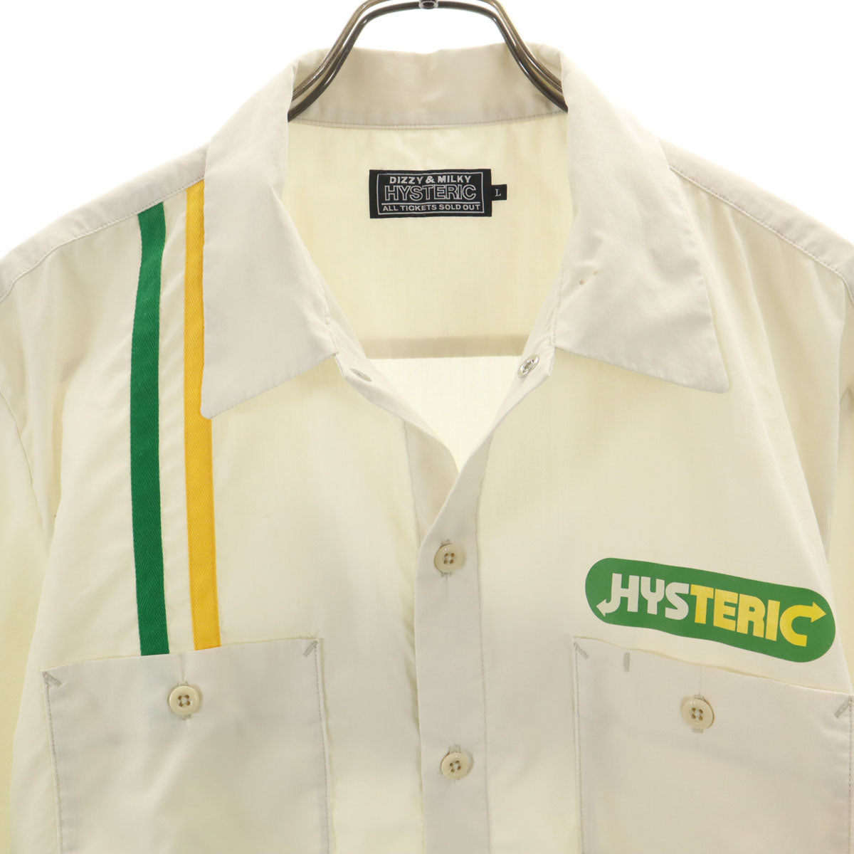 HYSTERIC ヒステリック 日本製 半袖 ボウリングシャツ L ベージュ ヒステリックグラマー メンズ