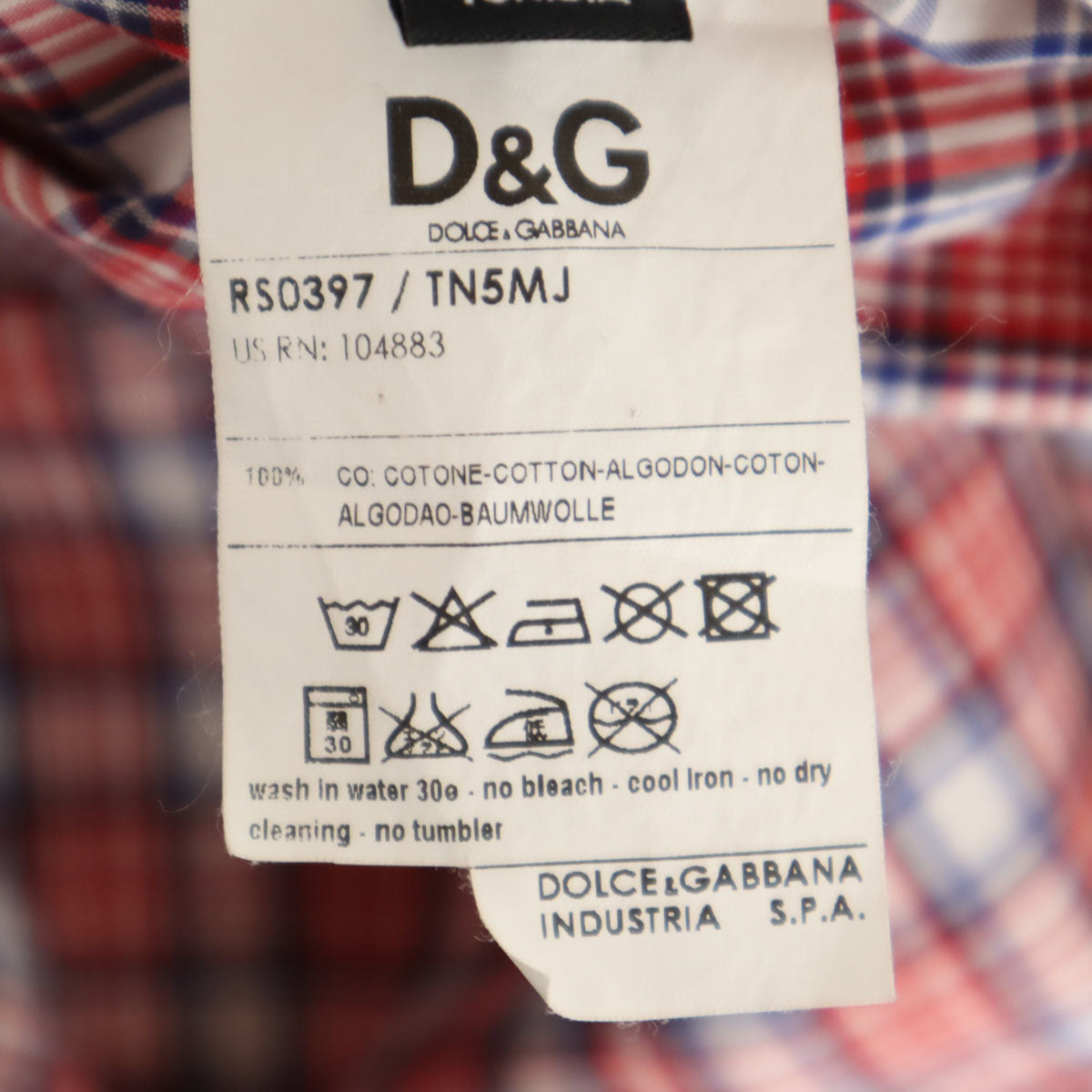 D&G DOLCE&GABBANA ディーアンドジードルチェアンドガッバーナ チェック柄 半袖 スリム ウエスタンシャツ 44 レッド レディース
