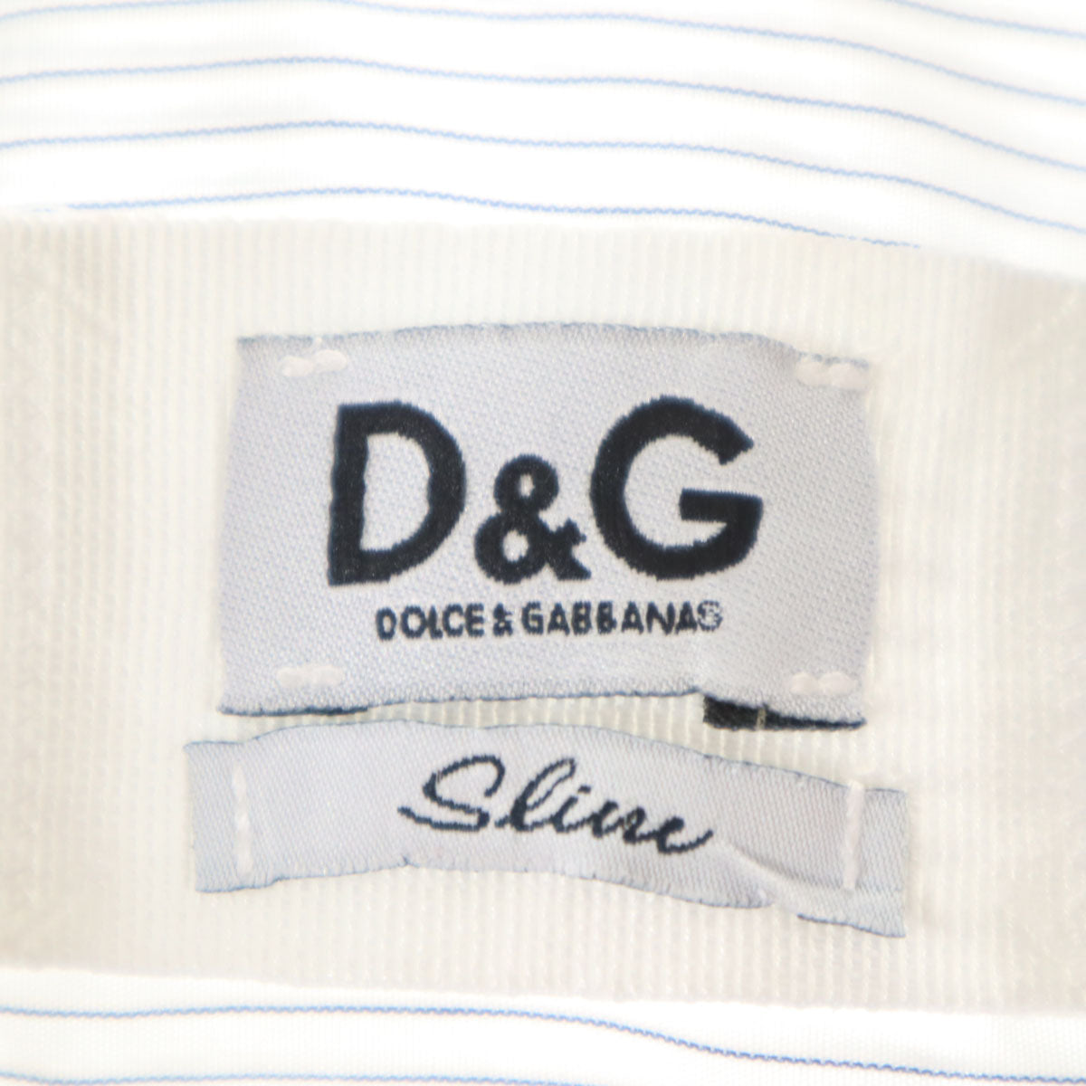 D&G DOLCE&GABBANA ディーアンドジードルチェアンドガッバーナ ストライプ柄 半袖 スリム シャツ 44 ホワイト レディース