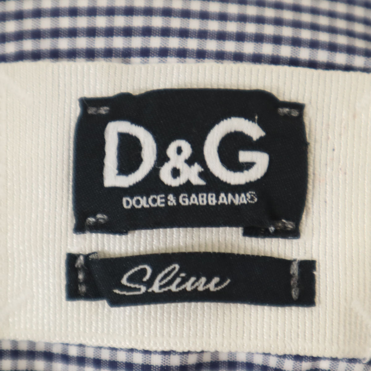 D&G DOLCE&GABBANA ディーアンドジードルチェアンドガッバーナ ギンガムチェック 半袖 スリム ウエスタンシャツ 44 ネイビー レディース