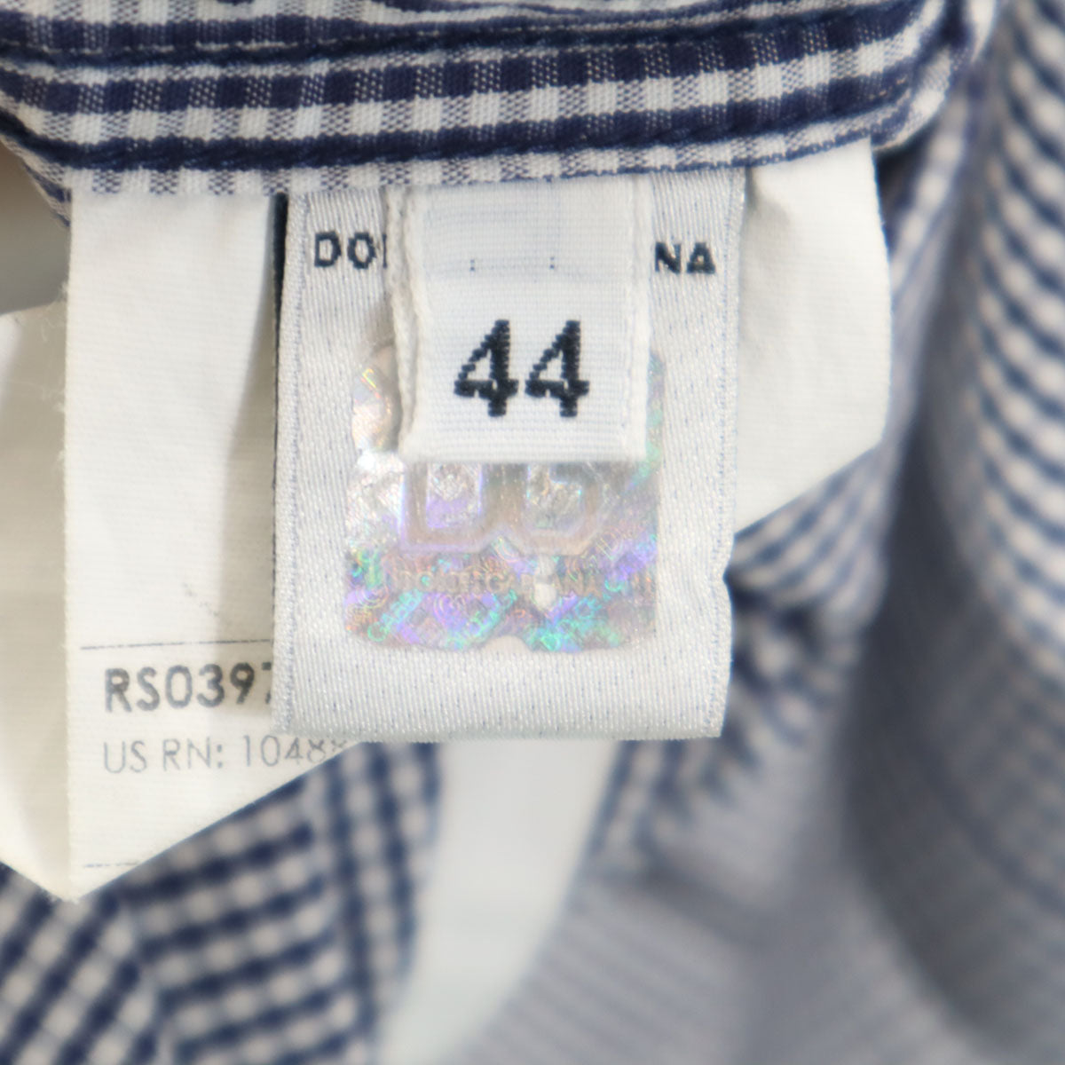 D&G DOLCE&GABBANA ディーアンドジードルチェアンドガッバーナ ギンガムチェック 半袖 スリム ウエスタンシャツ 44 ネイビー レディース