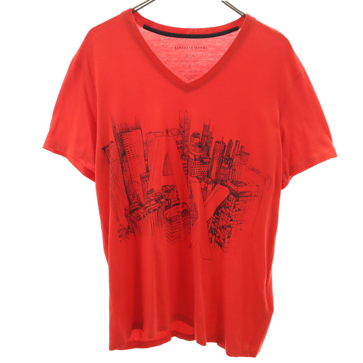 ARMANI EXCHANGE アルマーニエクスチェンジ 半袖 Vネック Tシャツ L レッド メンズ