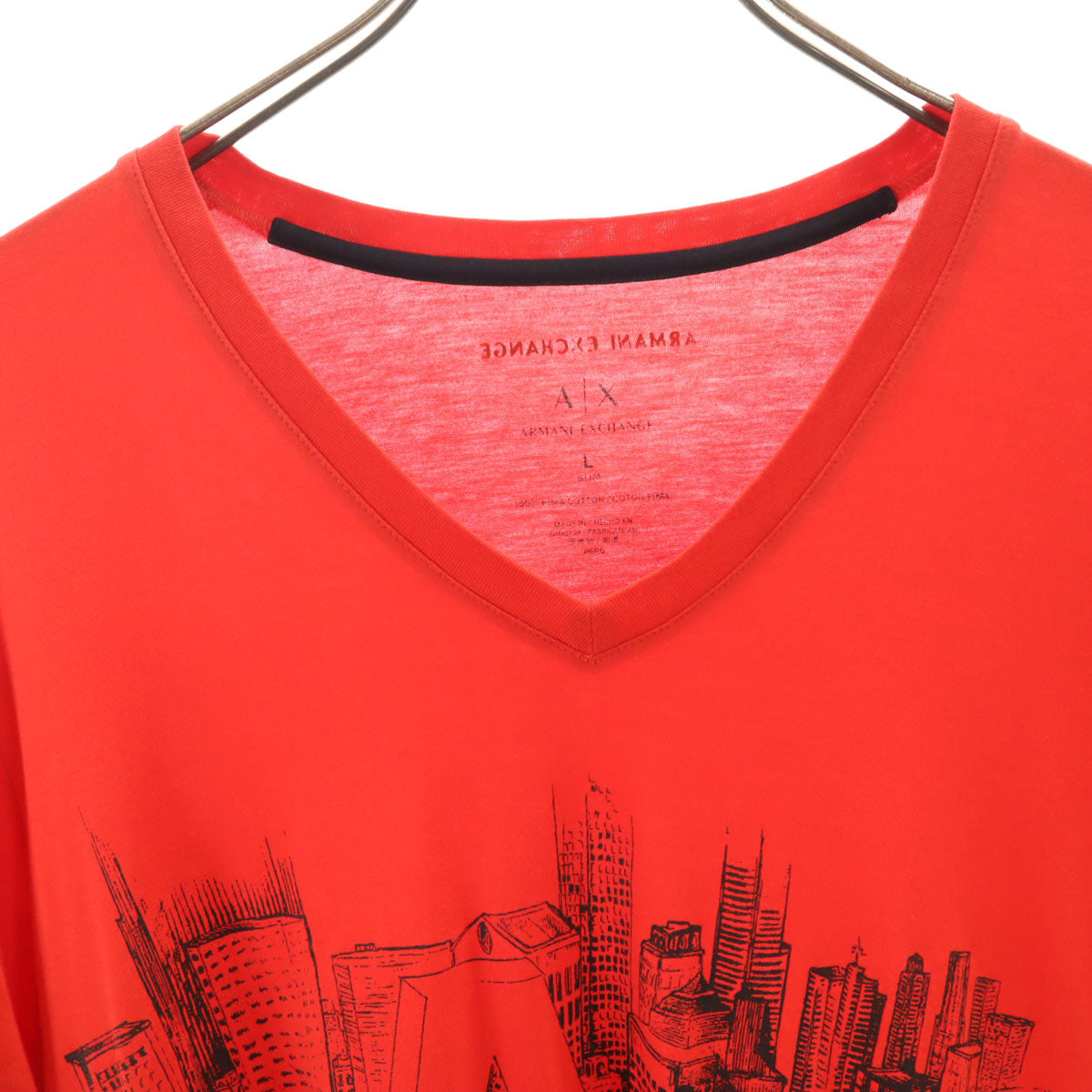 ARMANI EXCHANGE アルマーニエクスチェンジ 半袖 Vネック Tシャツ L レッド メンズ
