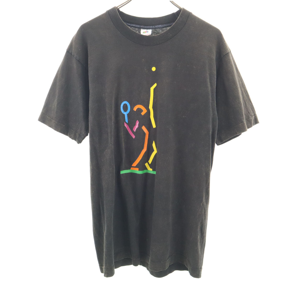 FRUIT OF THE LOOM フルーツオブザルーム 90s USA製 オールド 半袖 シングルステッチ Tシャツ L ブラック系 メンズ