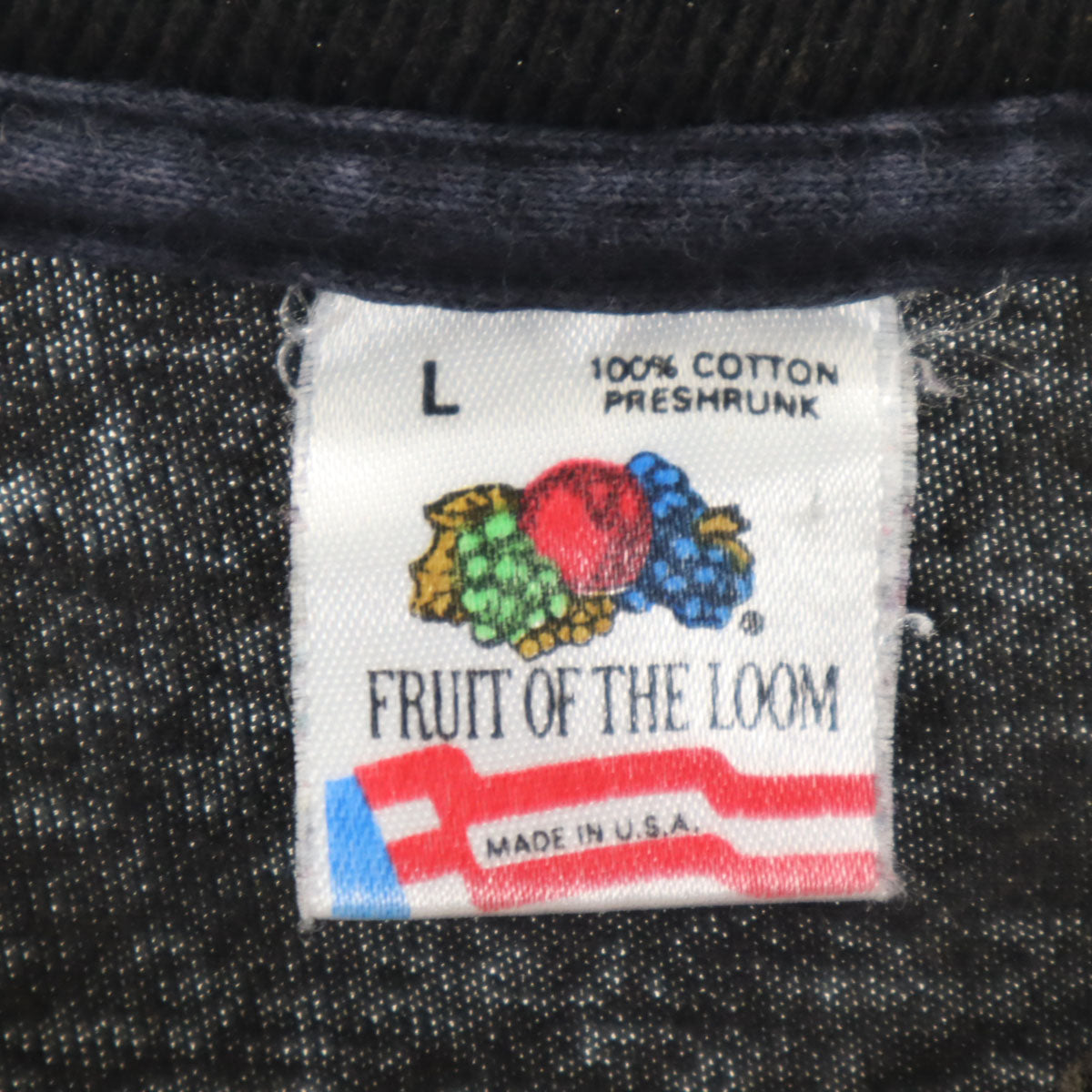 FRUIT OF THE LOOM フルーツオブザルーム 90s USA製 オールド 半袖 シングルステッチ Tシャツ L ブラック系 メンズ