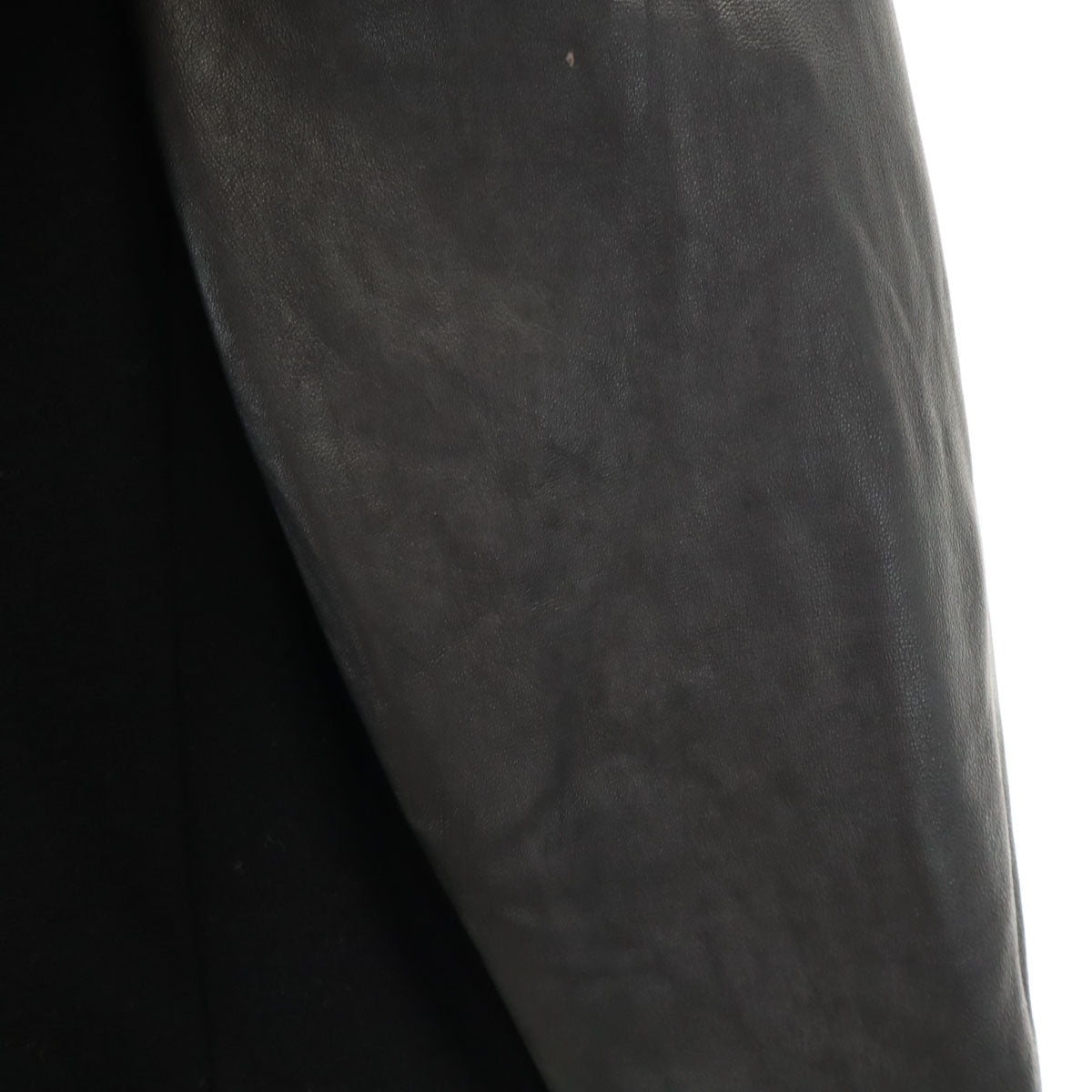 ARMANI EXCHANGE アルマーニエクスチェンジ 羊革レザー切替 フーデッド スタジャン S ブラック メンズ