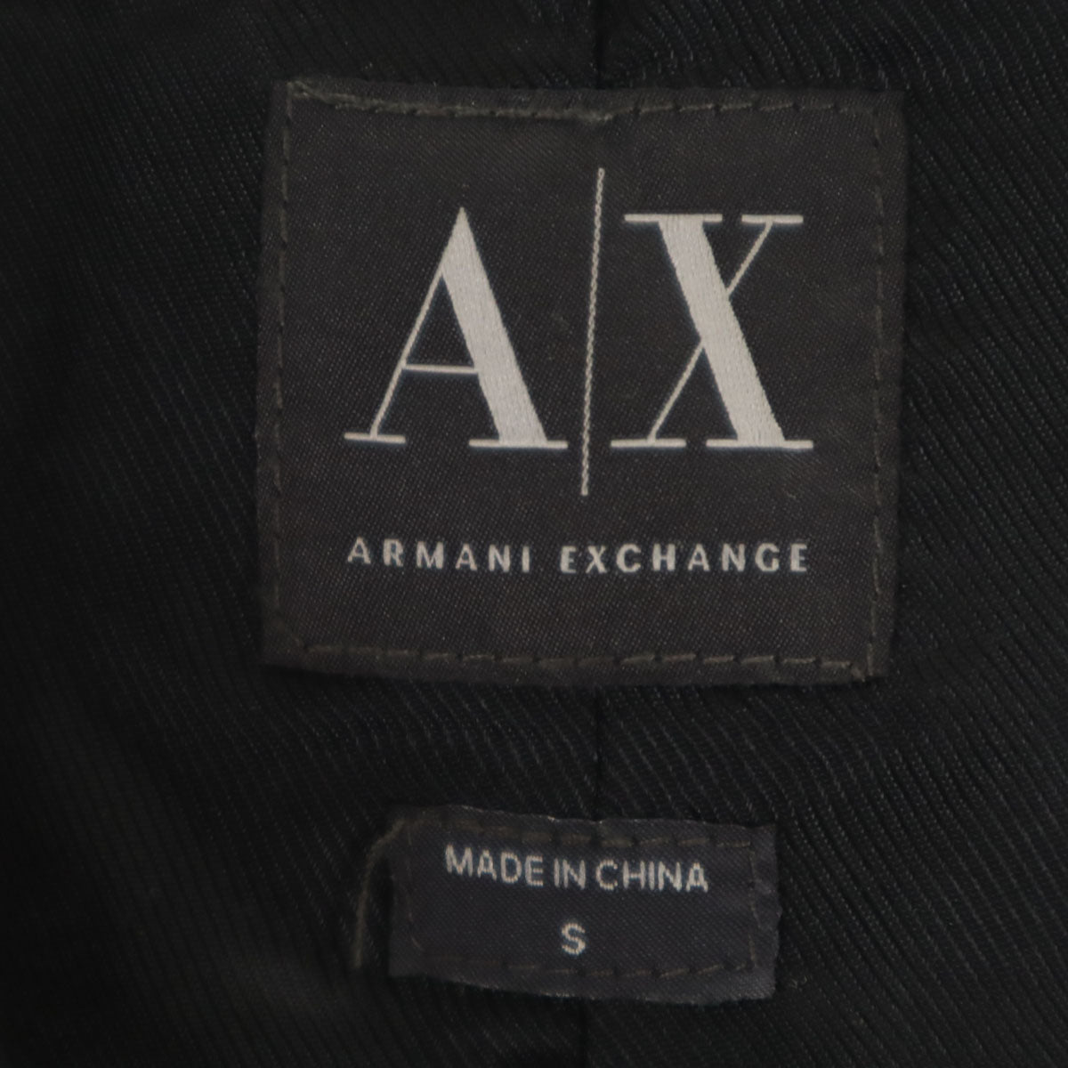 ARMANI EXCHANGE アルマーニエクスチェンジ 羊革レザー切替 フーデッド スタジャン S ブラック メンズ