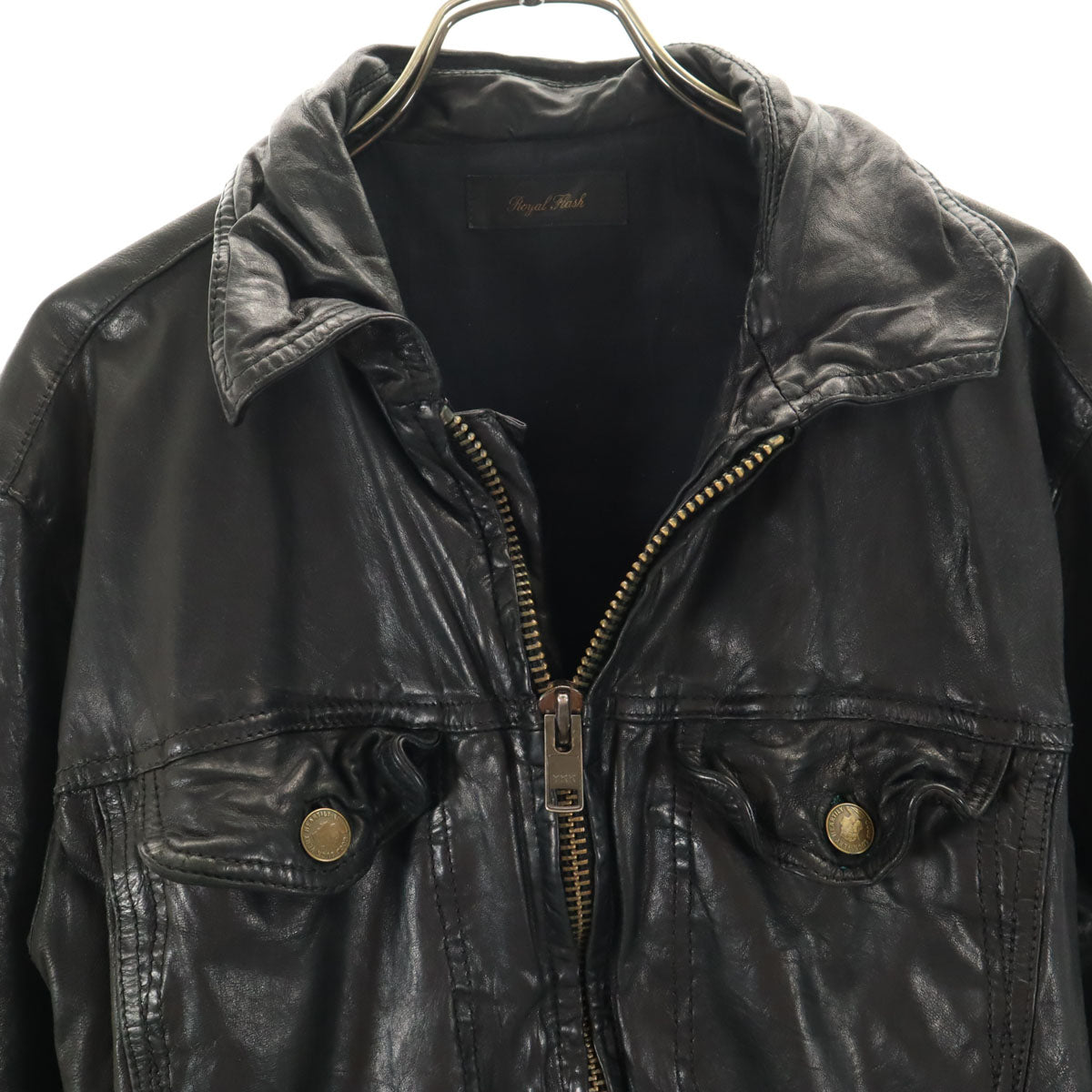 ロイヤルフラッシュ 羊革 レザージャケット L ブラック メンズ