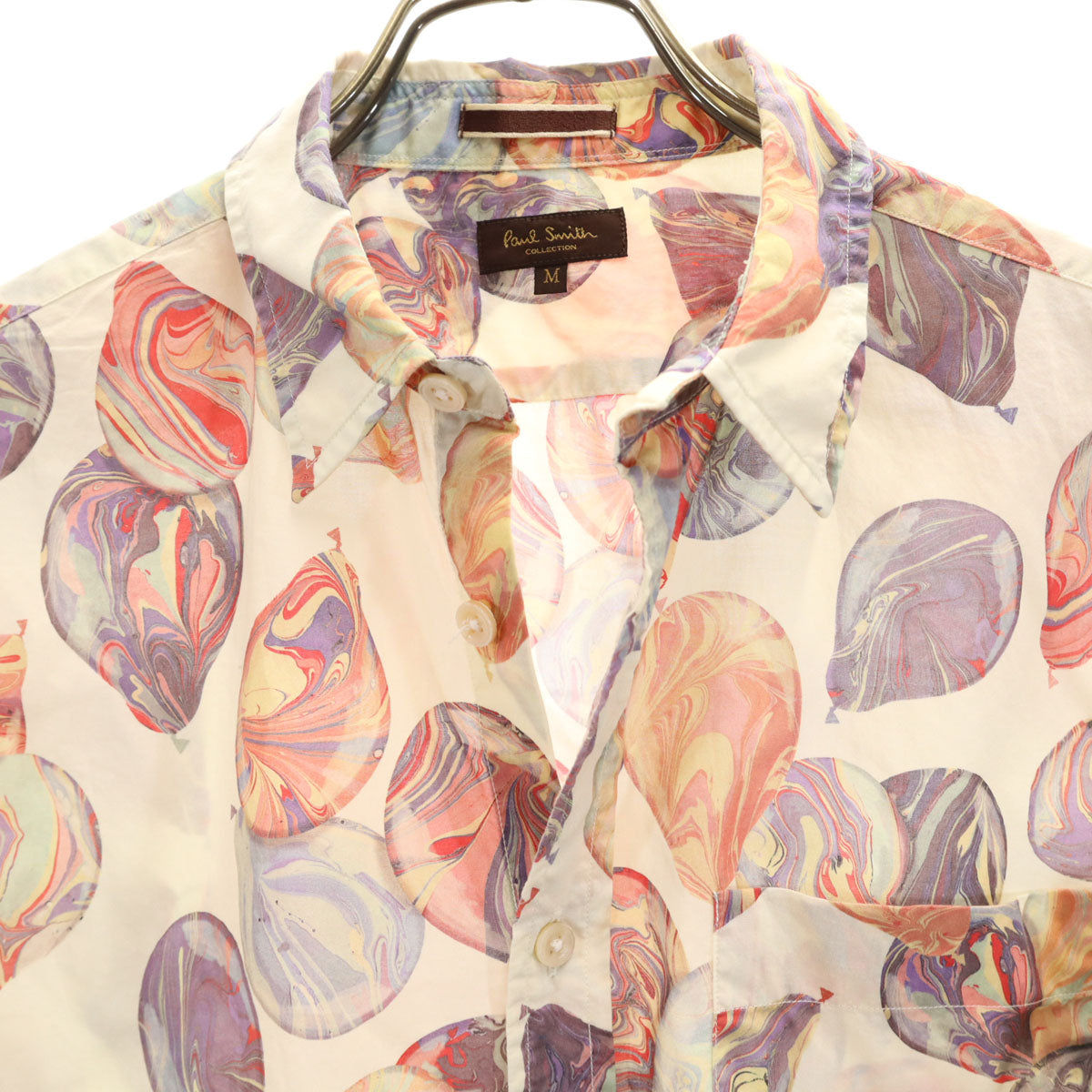 PAUL SMITH COLLECTION ポールスミスコレクション 日本製 風船柄 半袖 コットンシャツ M アイボリー メンズ