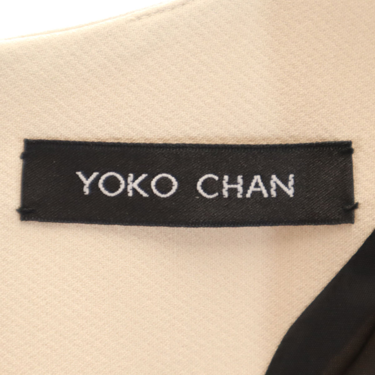 YOKO CHAN ヨーコチャン 日本製 フレンチスリーブ ワンピース 36 ベージュ レディース