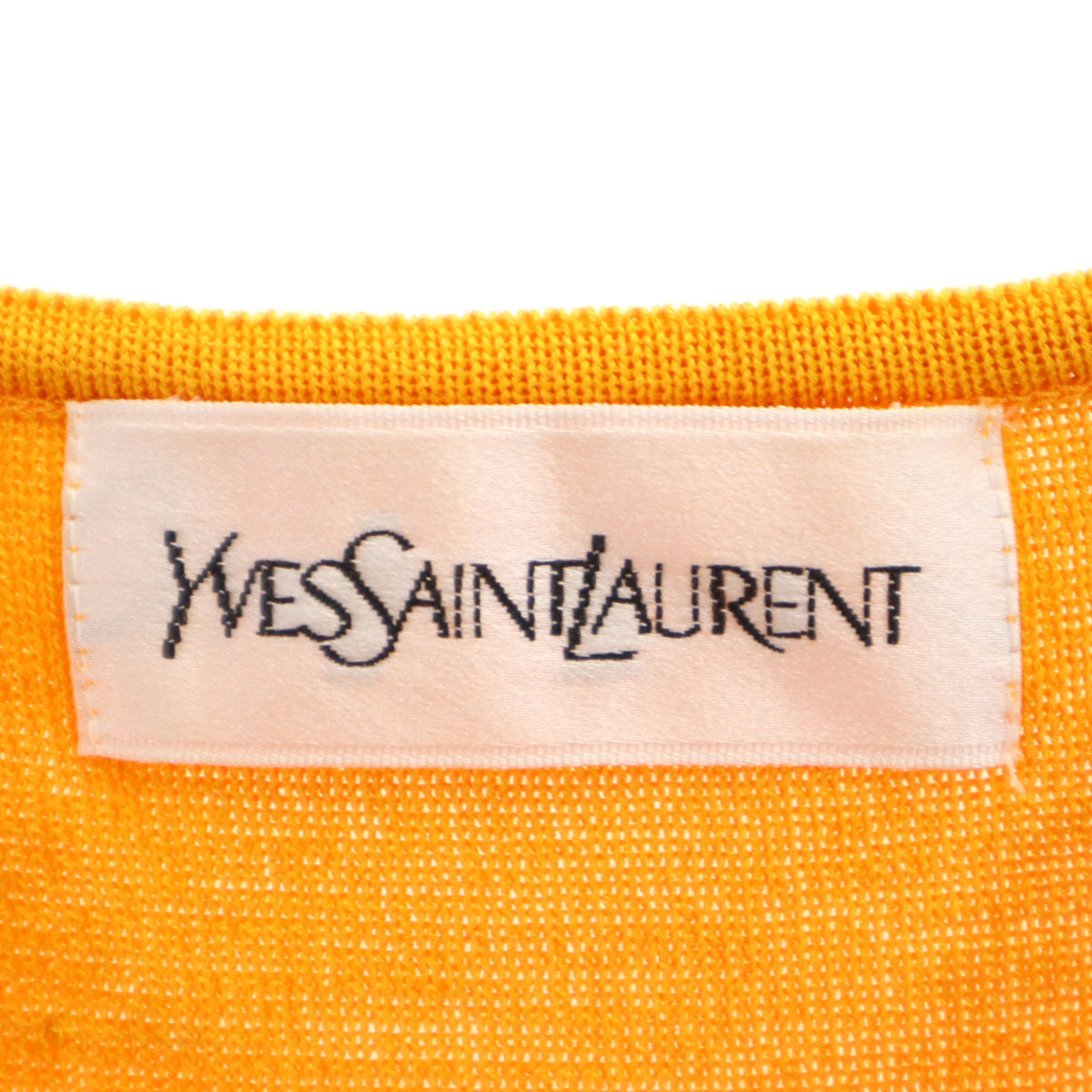 YVES SAINT LAURENT イヴサンローラン 90s シルク リネンブレンド オールド ノースリーブ ワンピース M 山吹色 レディース