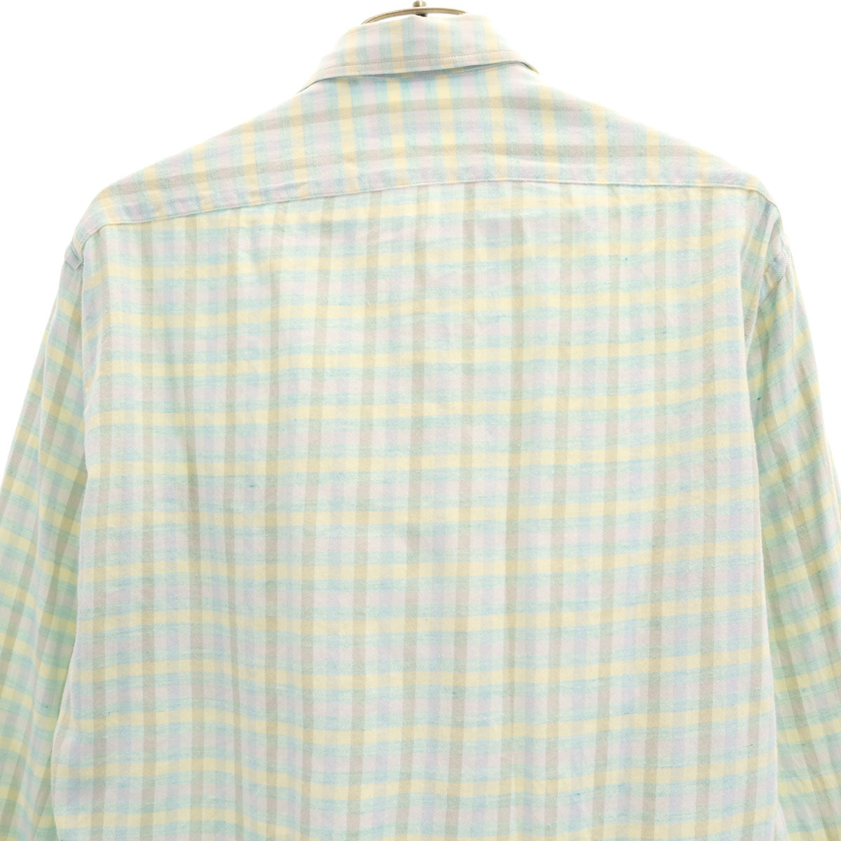 Christian Dior MONSIEUR クリスチャンディオール ムッシュ 90s オールド チェック柄 長袖 シャツ M 水色 メンズ