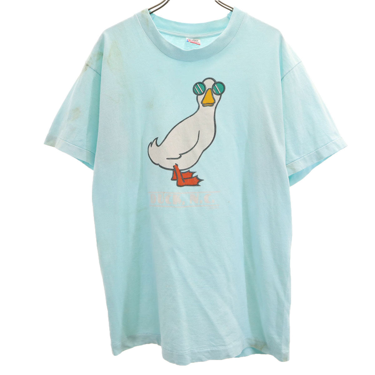 FRUIT OF THE LOOM フルーツオブザルーム 90s USA製 オールド ダック 半袖 Tシャツ L 水色 シングルステッチ メンズ