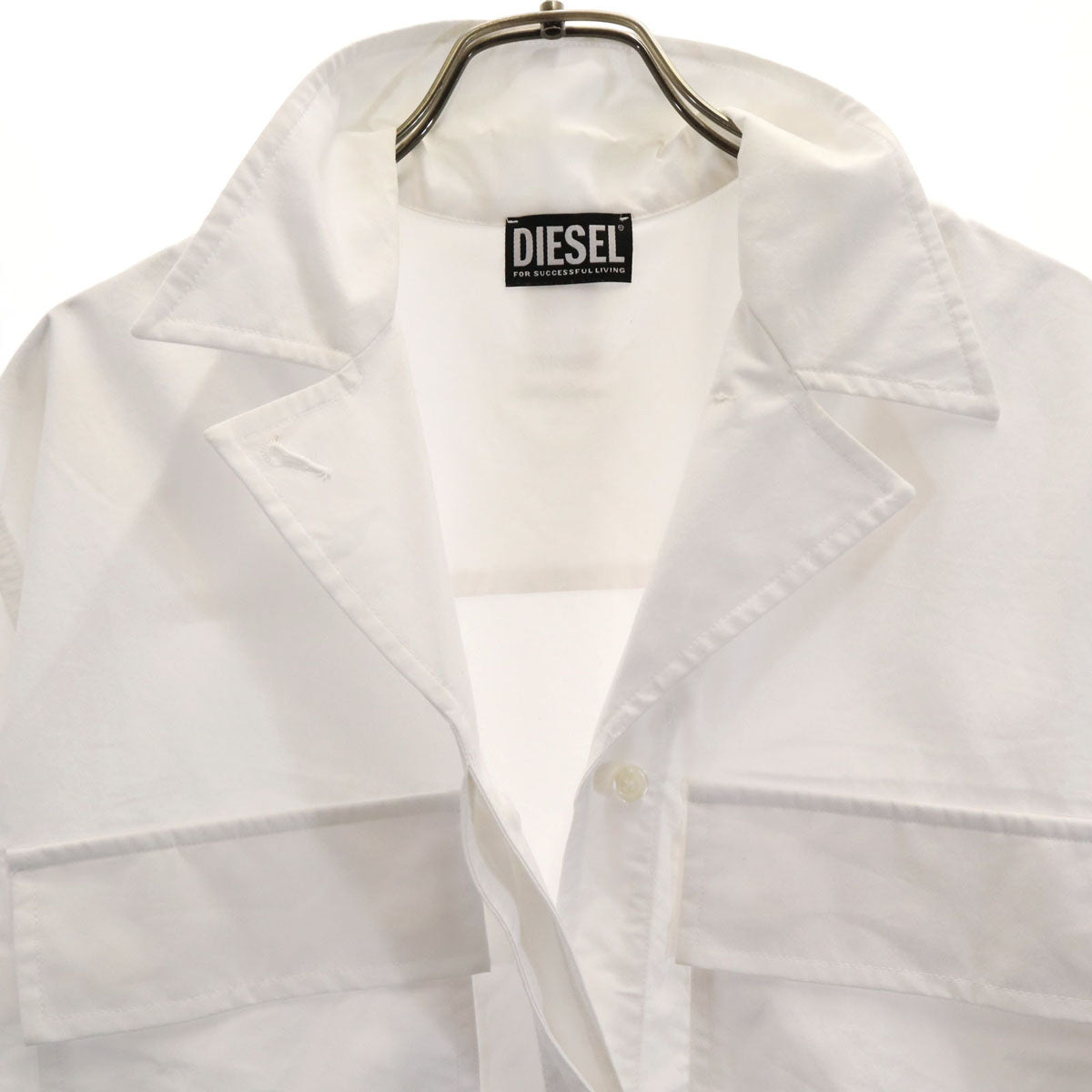 DIESEL ディーゼル 半袖 クロップド ワークシャツ M ホワイト レディース