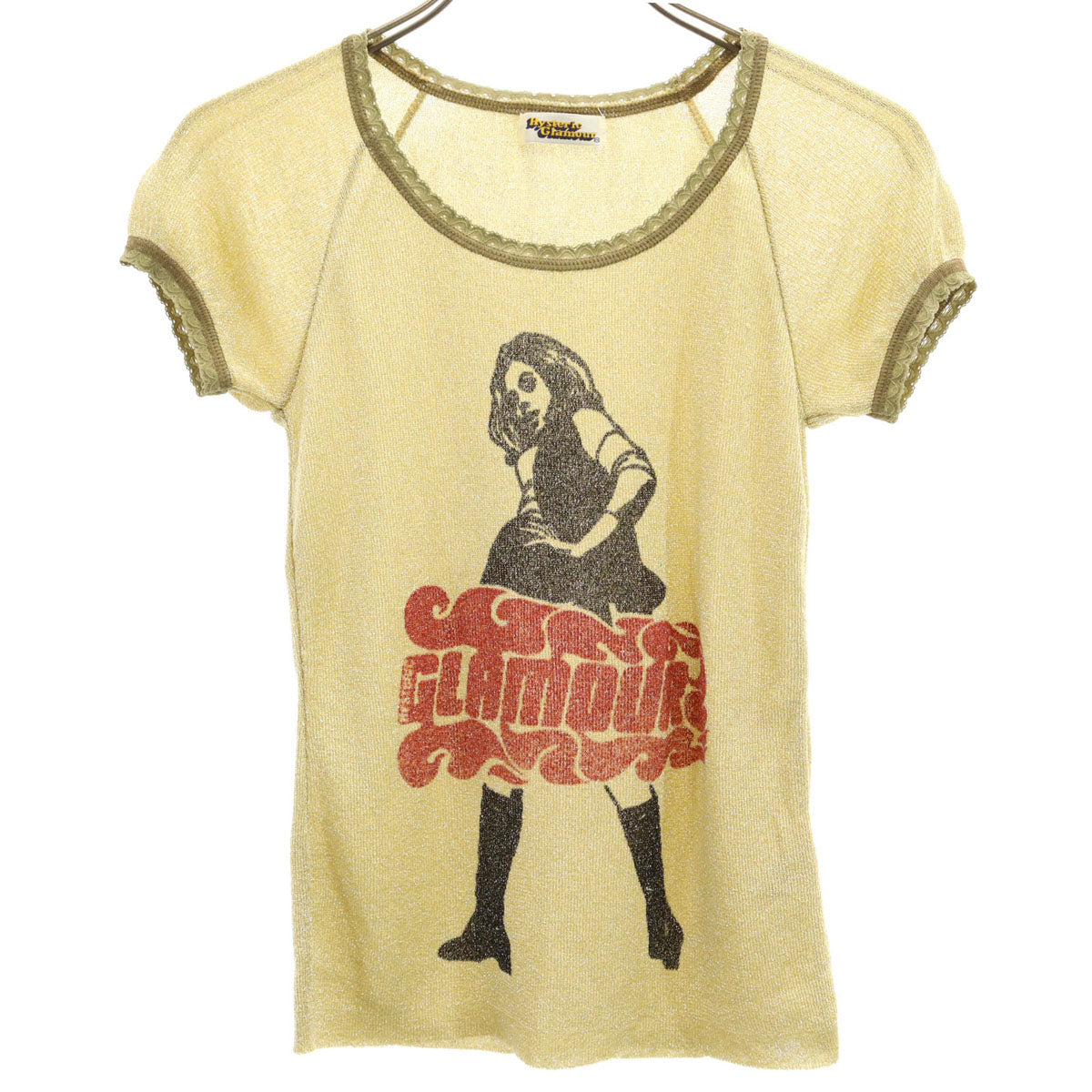 HYSTERIC GLAMOUR ヒステリックグラマー 半袖 ラメ ニット FREE ゴールド レディース